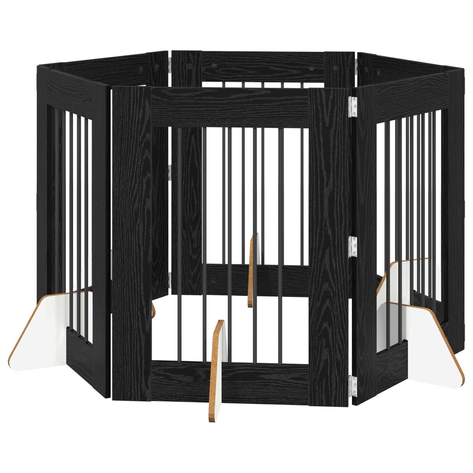 vidaXL Bramka dla psów z podpórkami 6 pcs Czarny dąb 60 x 80 cm