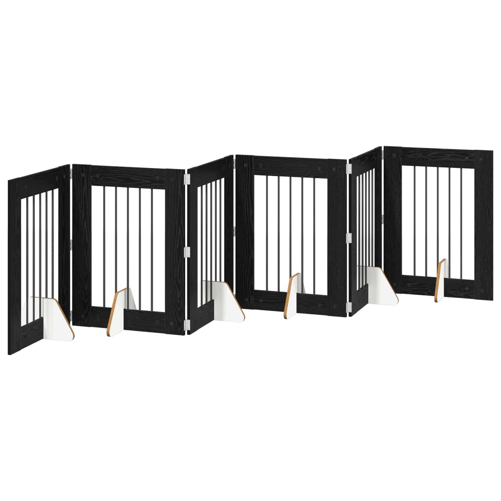vidaXL Bramka dla psów z podpórkami 6 pcs Czarny dąb 60 x 80 cm