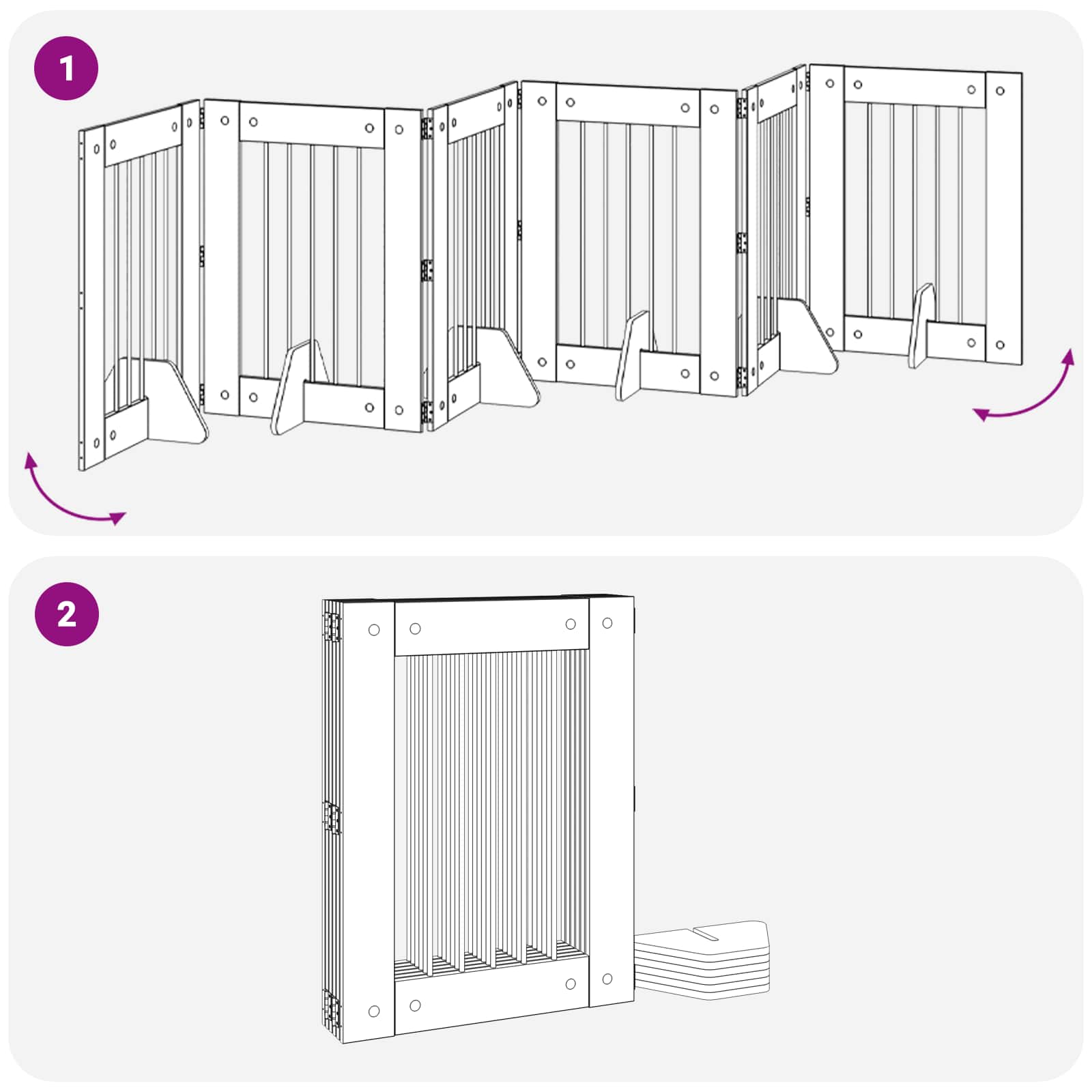 vidaXL Bramka dla psów z podpórkami 6 pcs Czarny dąb 60 x 80 cm