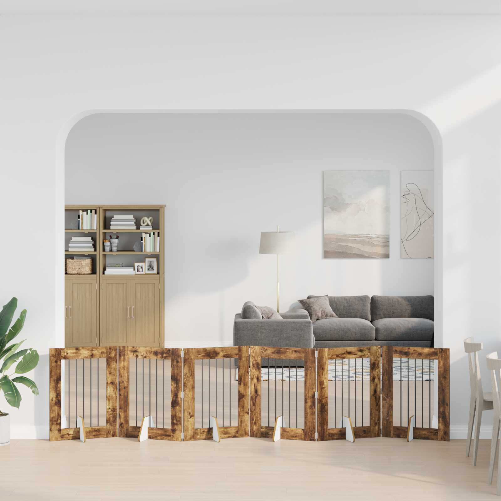 vidaXL Bramka dla psów z podpórkami 6 pcs Dąb wędzony 60 x 80 cm