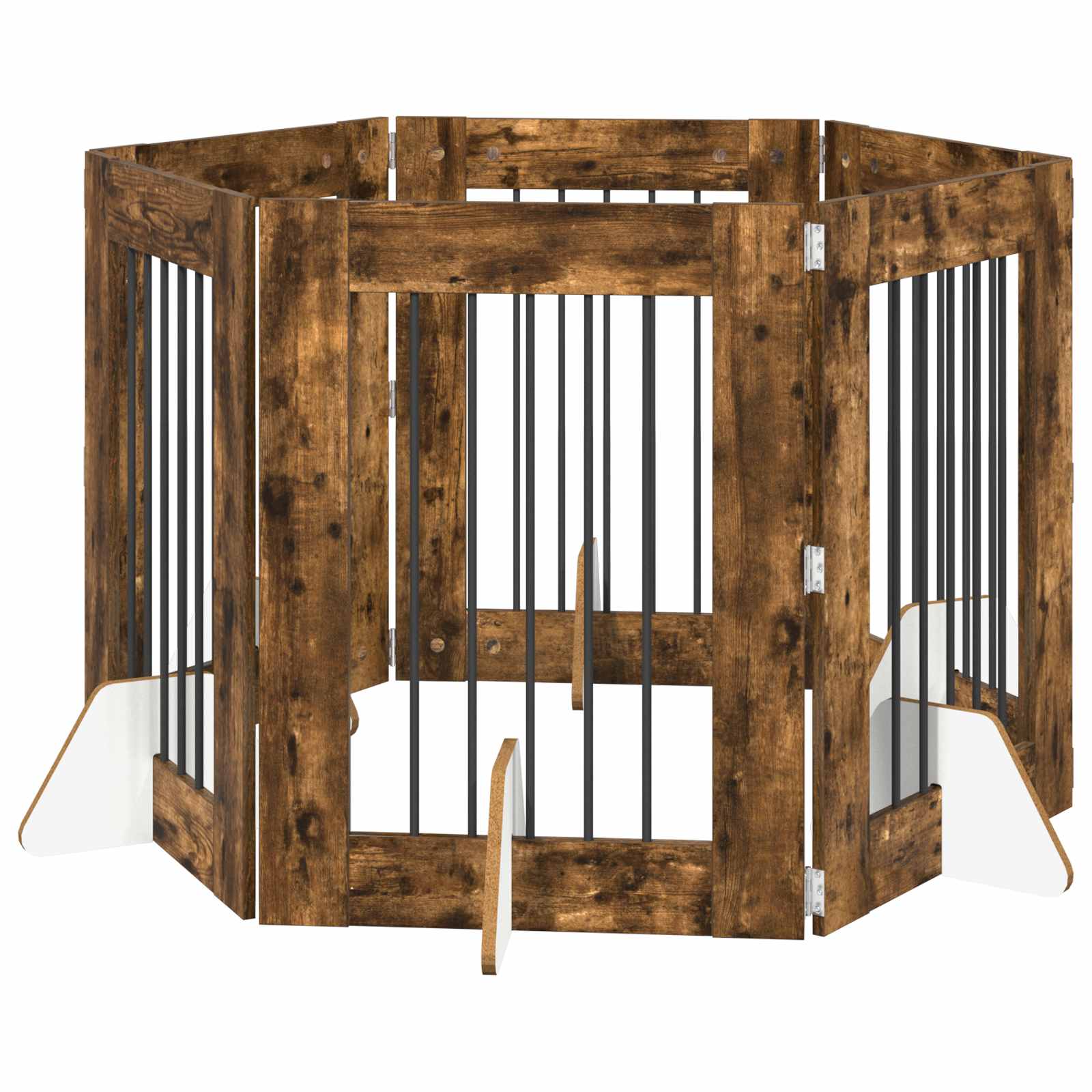 vidaXL Bramka dla psów z podpórkami 6 pcs Dąb wędzony 60 x 80 cm