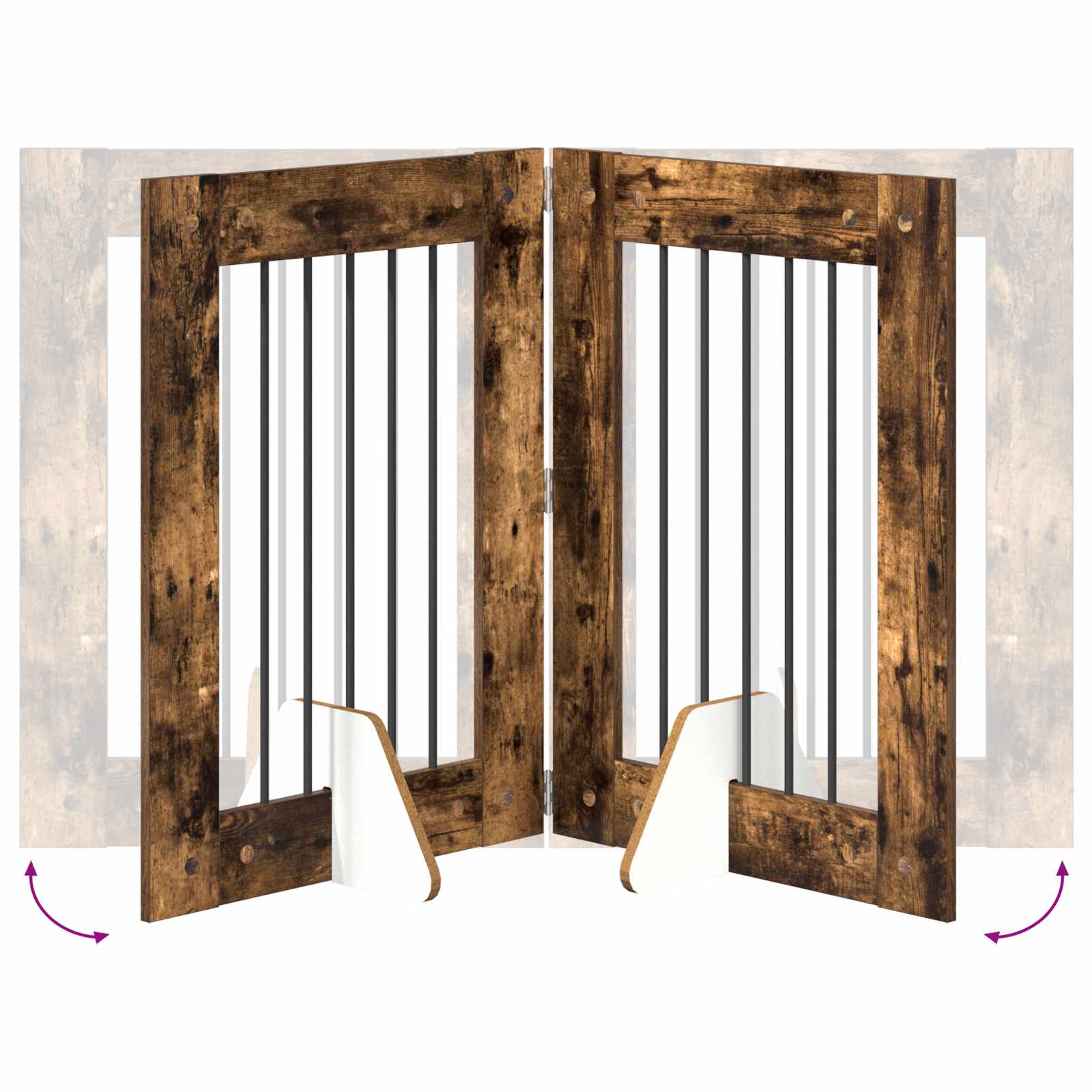 vidaXL Bramka dla psów z podpórkami 6 pcs Dąb wędzony 60 x 80 cm