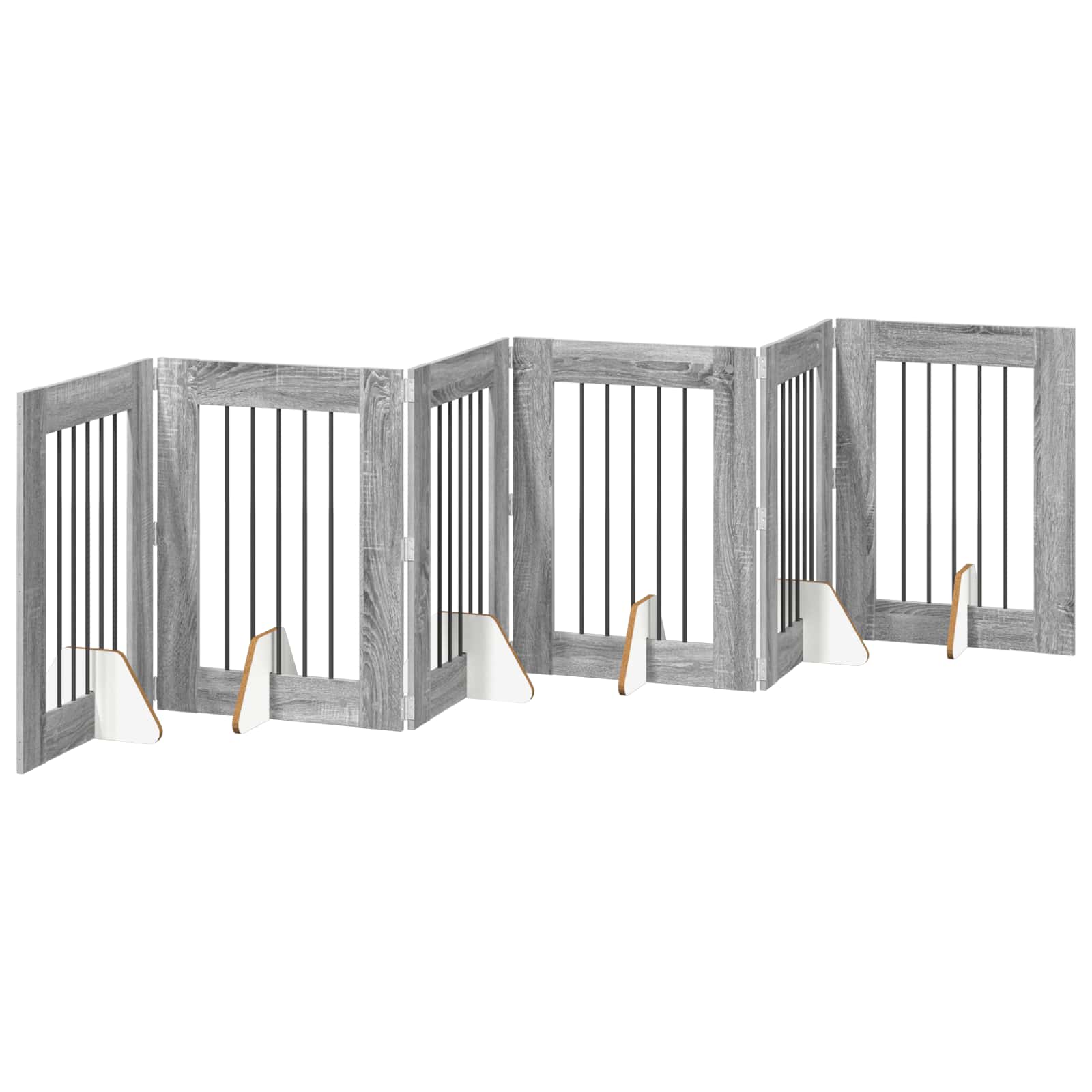 vidaXL Bramka dla psów z podpórkami 6 pcs Szary Sonoma 60 x 80 cm