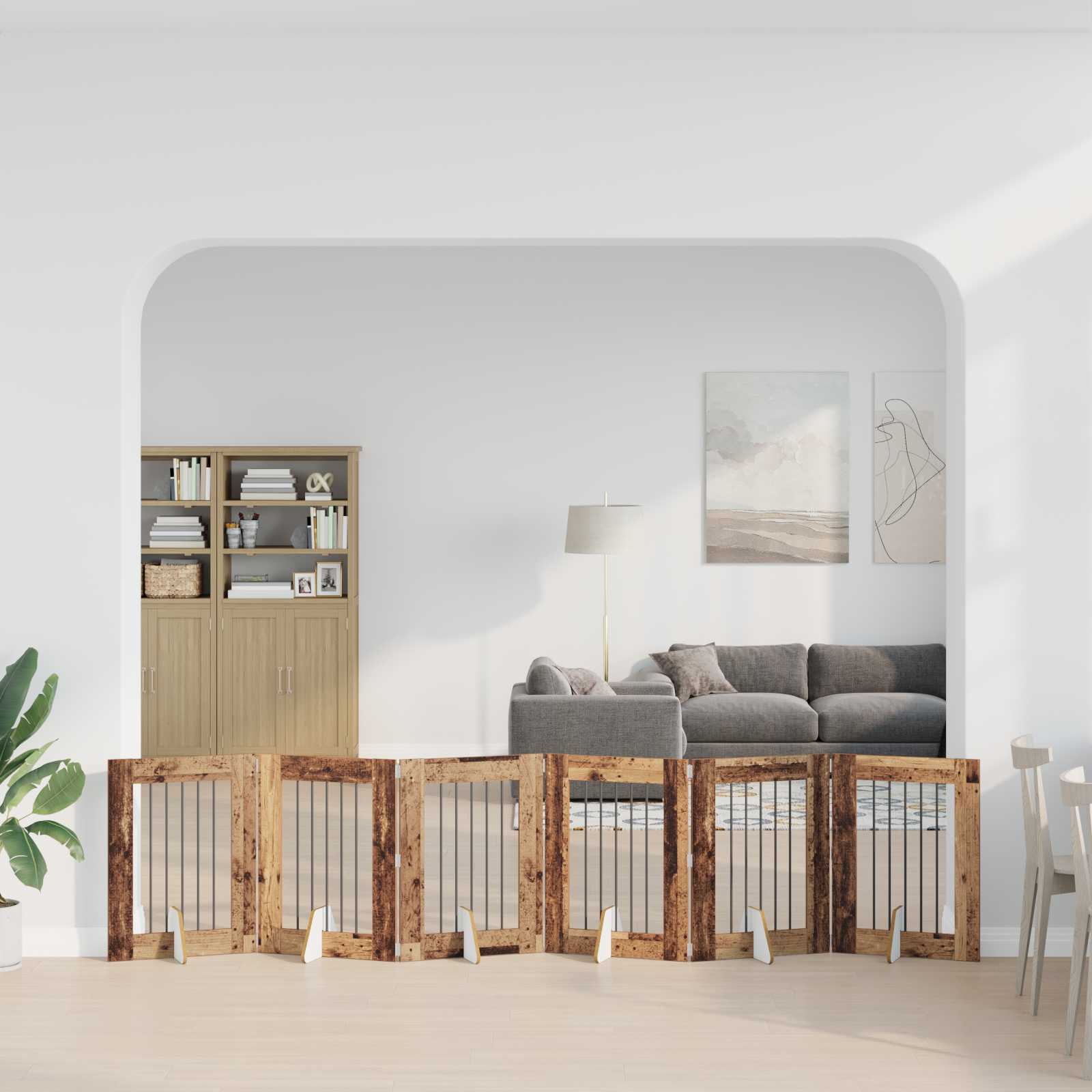vidaXL Bramka dla psów z podpórkami 6 pcs Stare drewno 60 x 80 cm