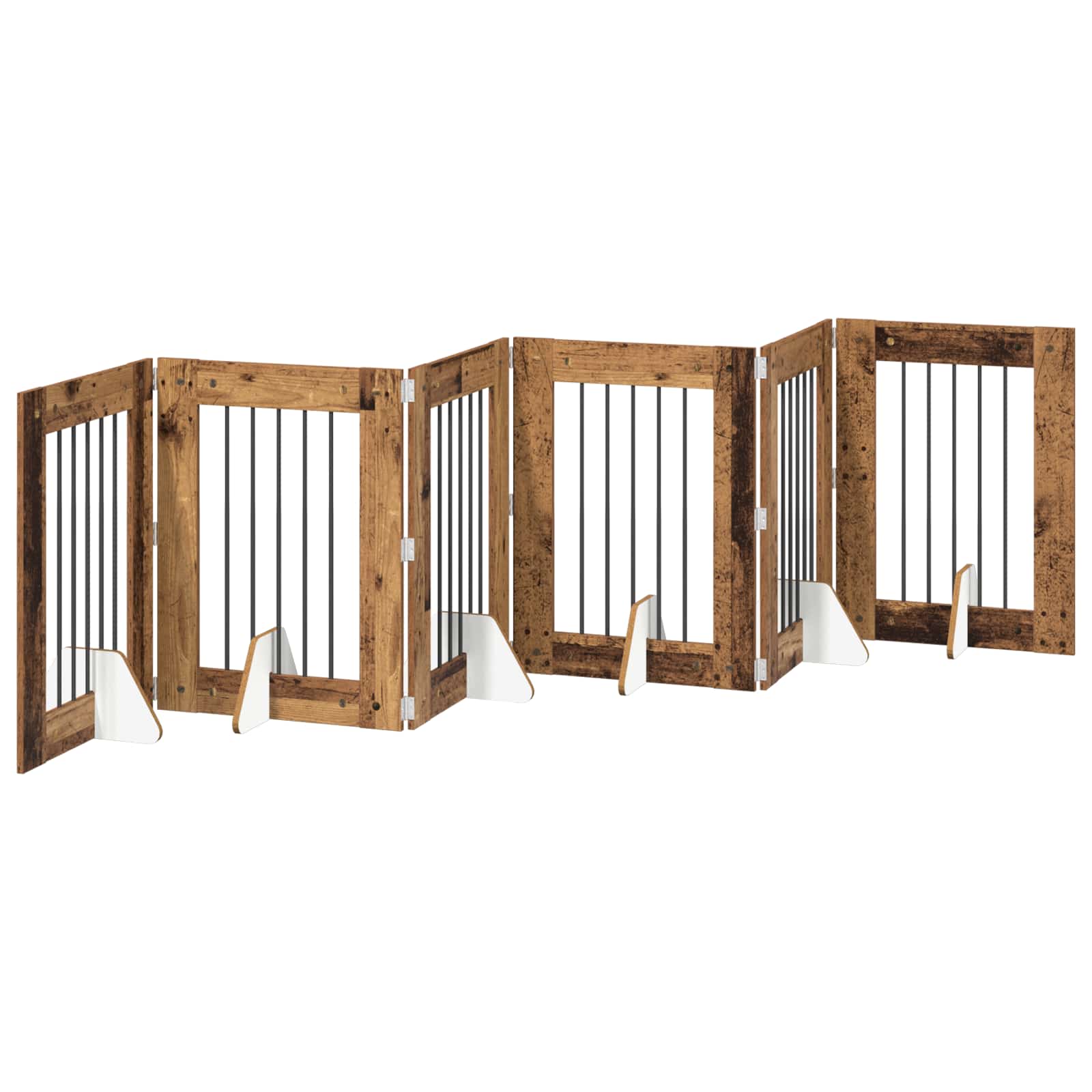 vidaXL Bramka dla psów z podpórkami 6 pcs Stare drewno 60 x 80 cm