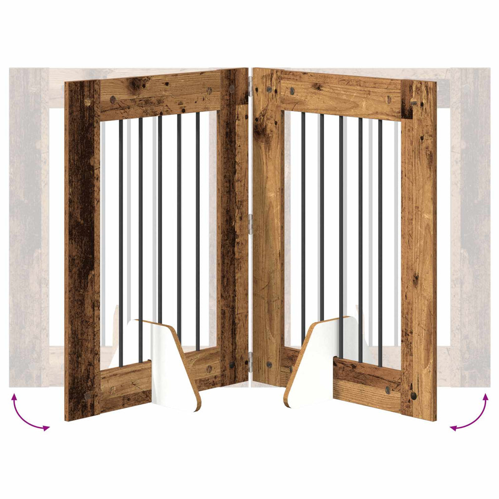 vidaXL Bramka dla psów z podpórkami 6 pcs Stare drewno 60 x 80 cm