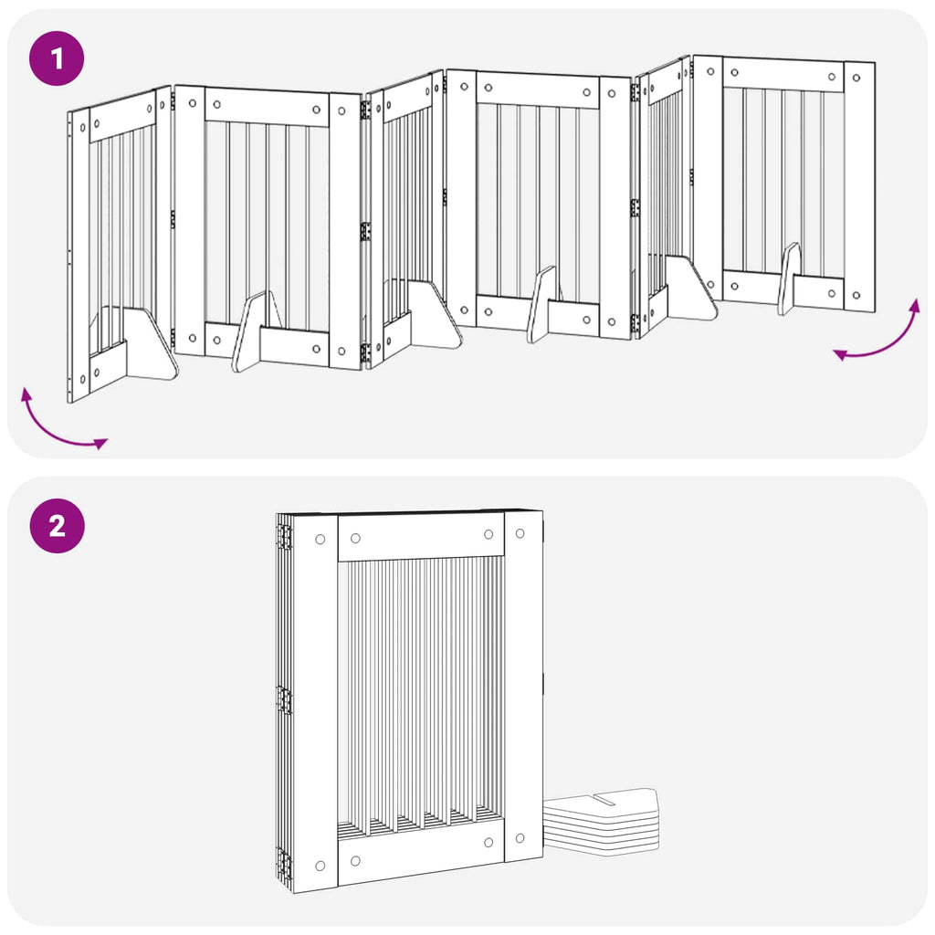 vidaXL Bramka dla psów z podpórkami 6 pcs Stare drewno 60 x 80 cm