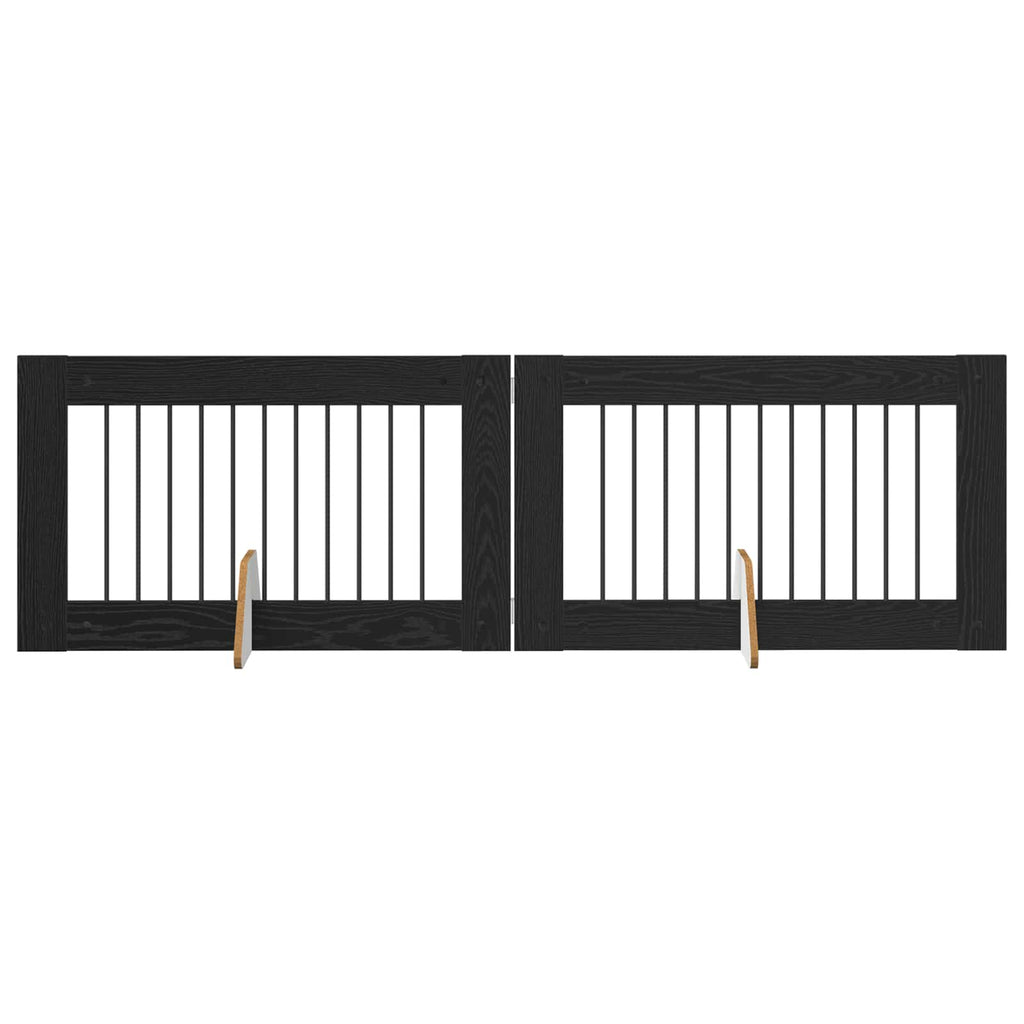 vidaXL Bramka dla psów z podpórkami 2 pcs Czarny dąb 100 x 60 cm