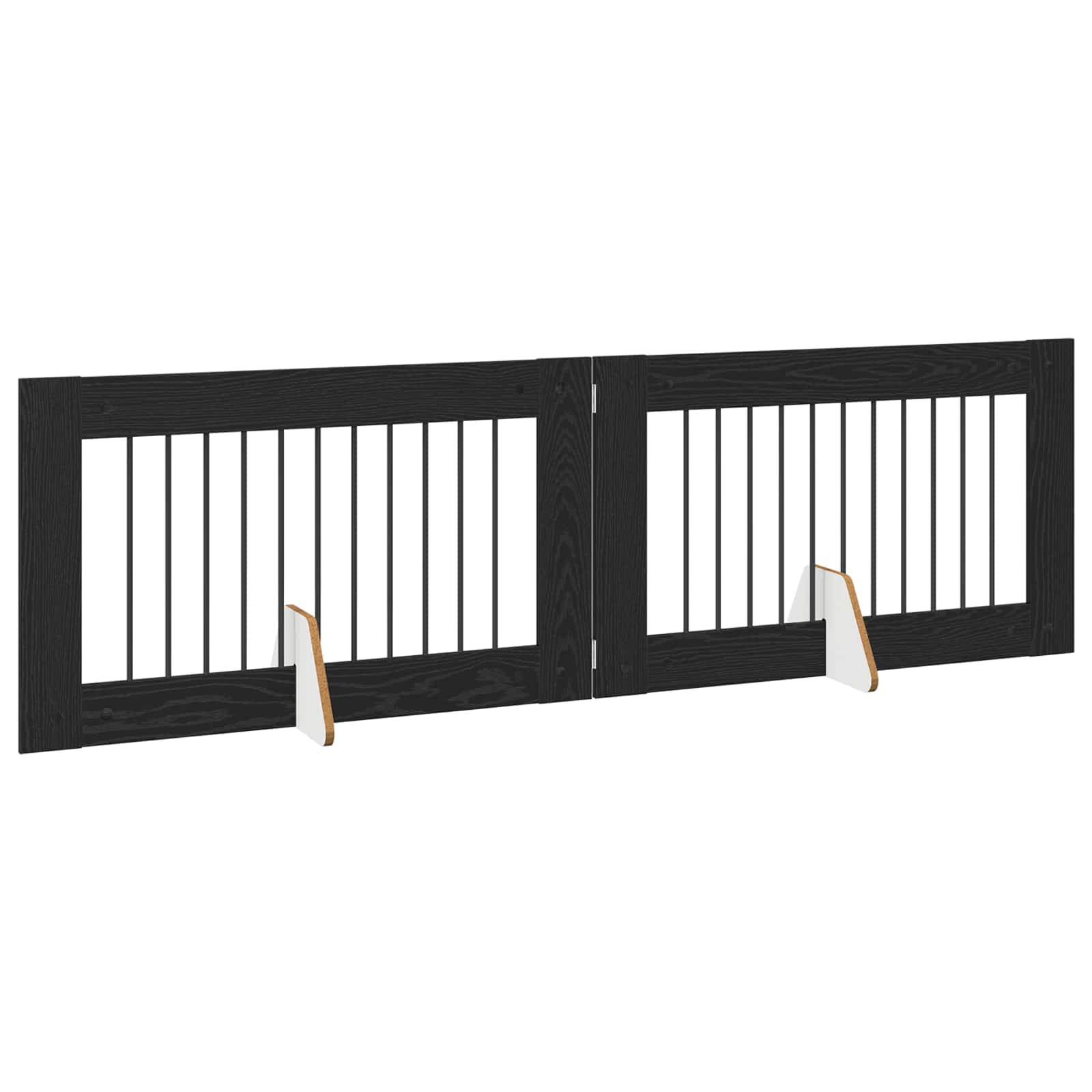 vidaXL Bramka dla psów z podpórkami 2 pcs Czarny dąb 100 x 60 cm