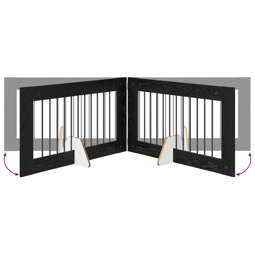 vidaXL Bramka dla psów z podpórkami 2 pcs Czarny dąb 100 x 60 cm