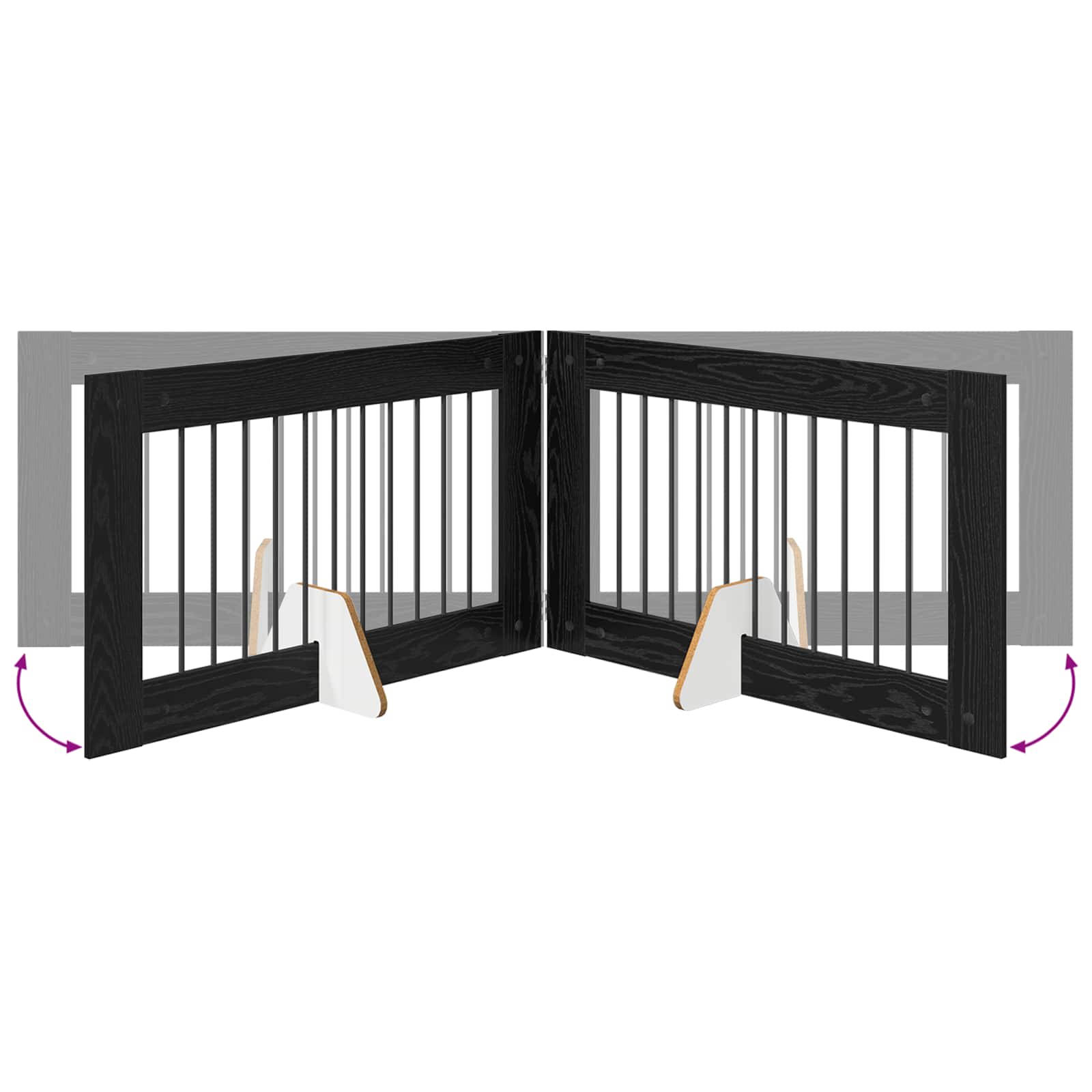 vidaXL Bramka dla psów z podpórkami 2 pcs Czarny dąb 100 x 60 cm