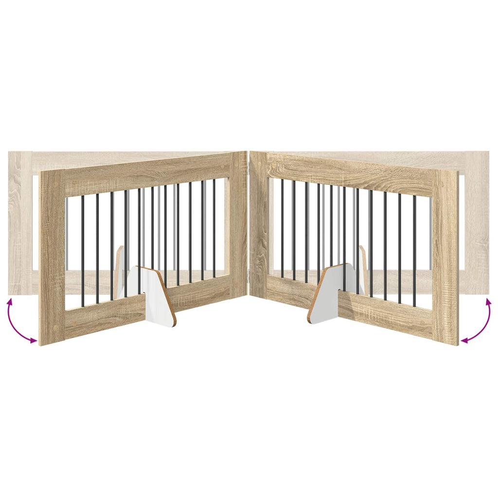 vidaXL Składana bramka dla psa z podpórkami 2 szt. dąb Sonoma 200,5 cm