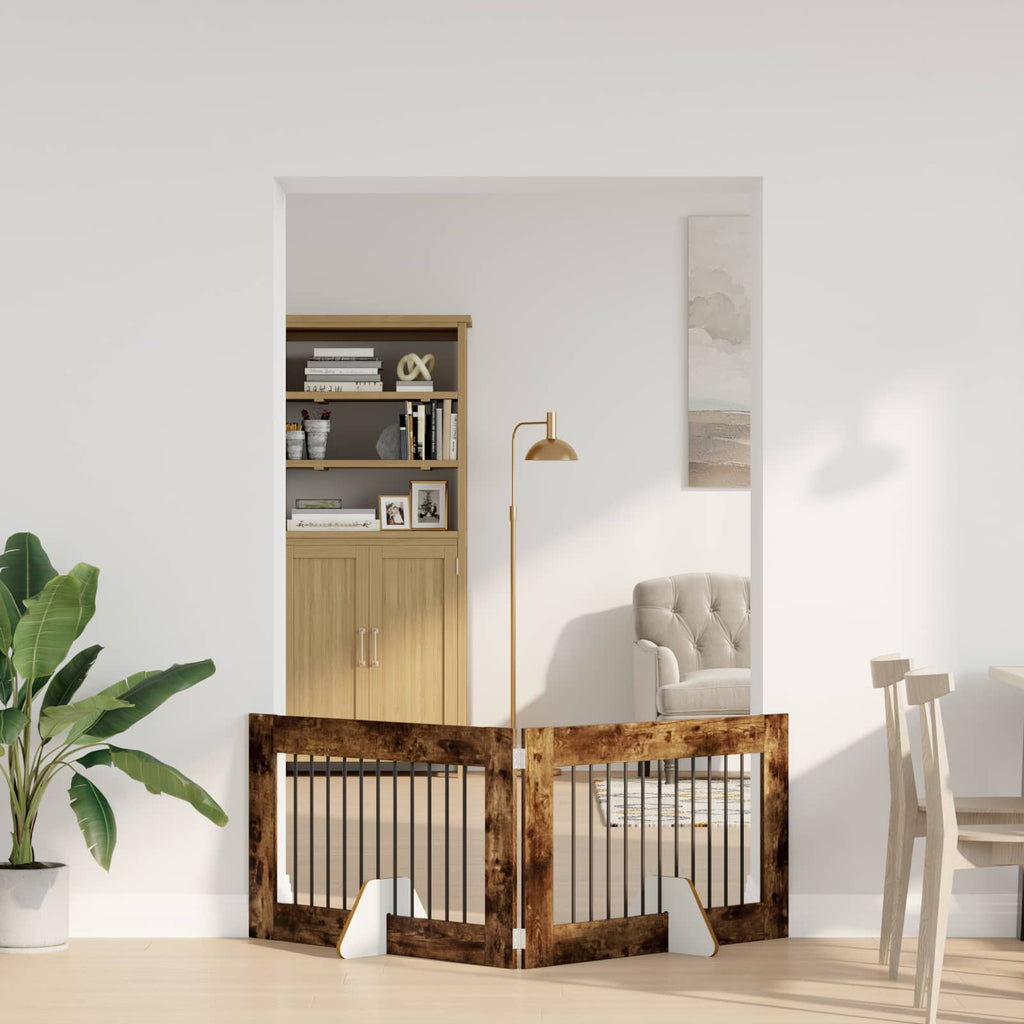 vidaXL Bramka dla psów z podpórkami 2 pcs Dąb wędzony 100 x 60 cm