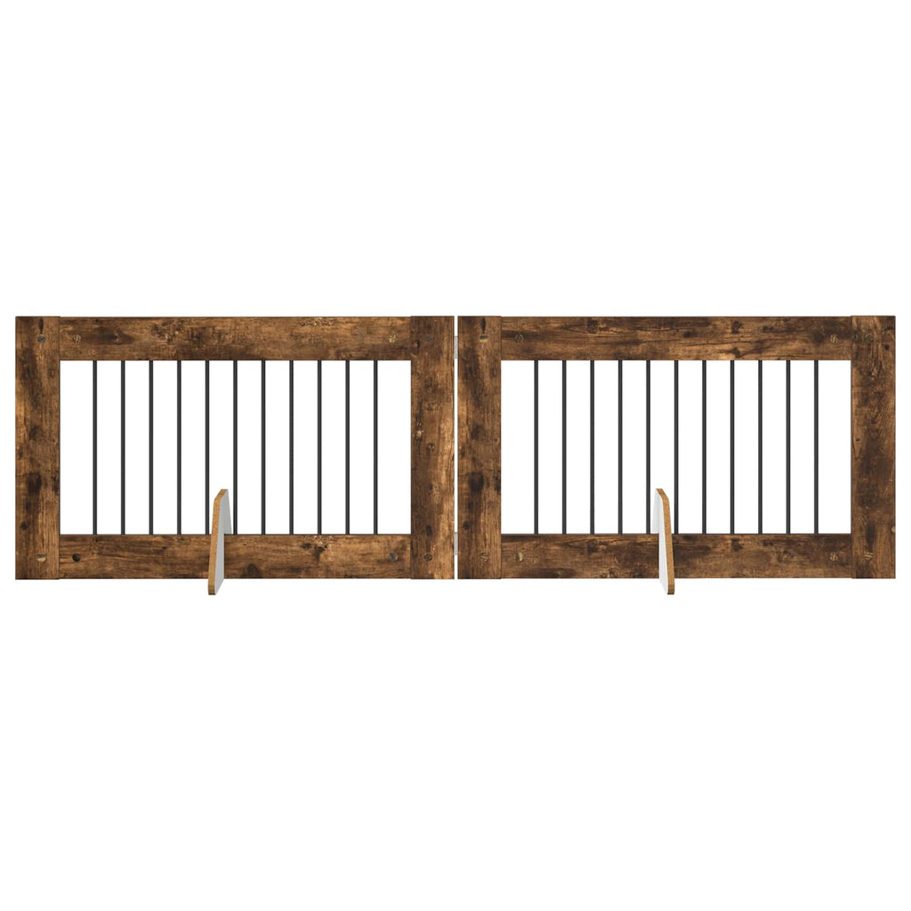 vidaXL Bramka dla psów z podpórkami 2 pcs Dąb wędzony 100 x 60 cm
