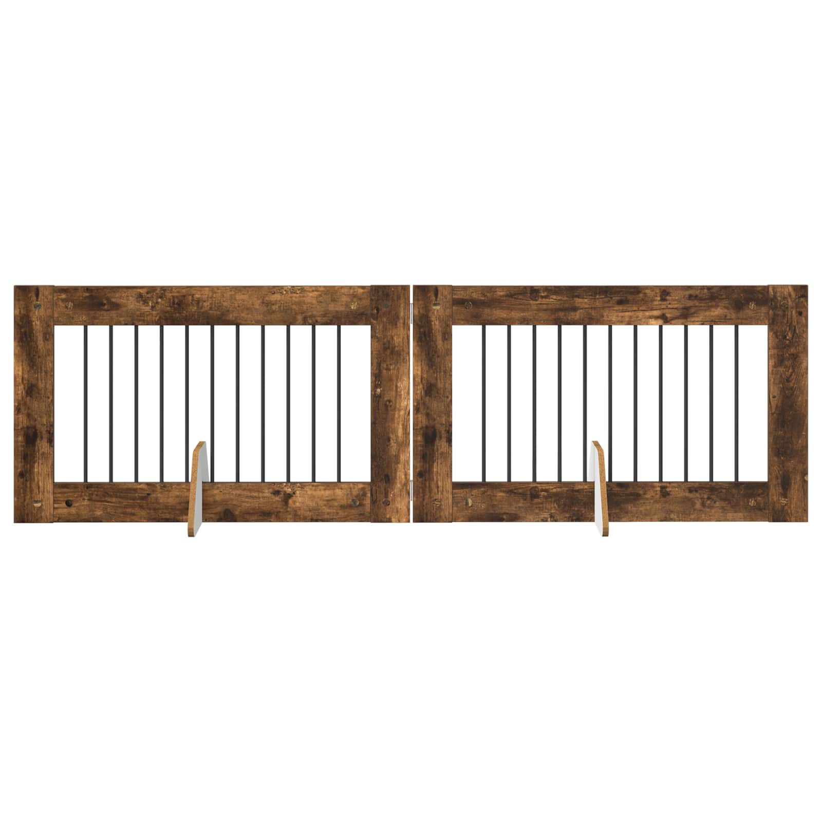 vidaXL Bramka dla psów z podpórkami 2 pcs Dąb wędzony 100 x 60 cm