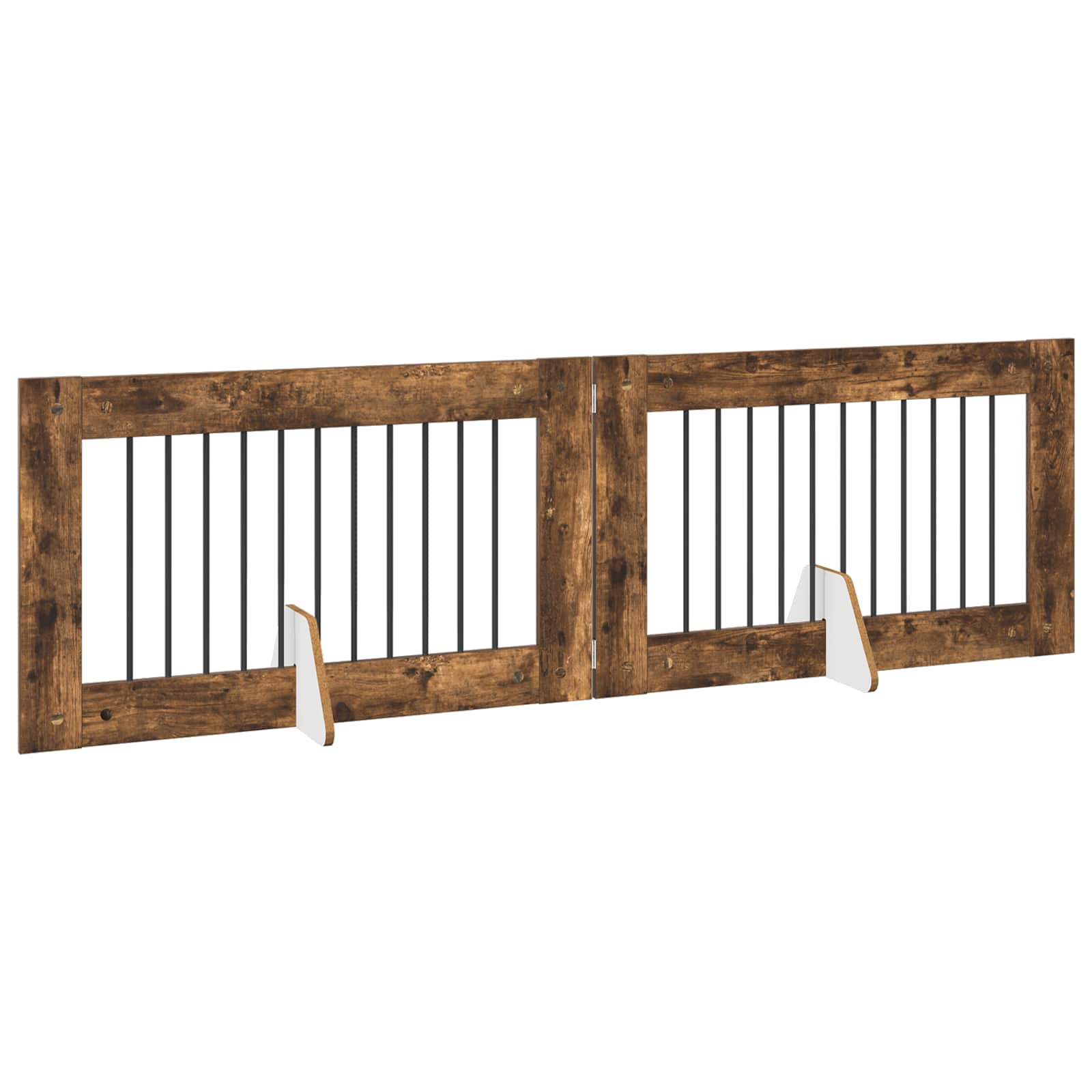 vidaXL Bramka dla psów z podpórkami 2 pcs Dąb wędzony 100 x 60 cm