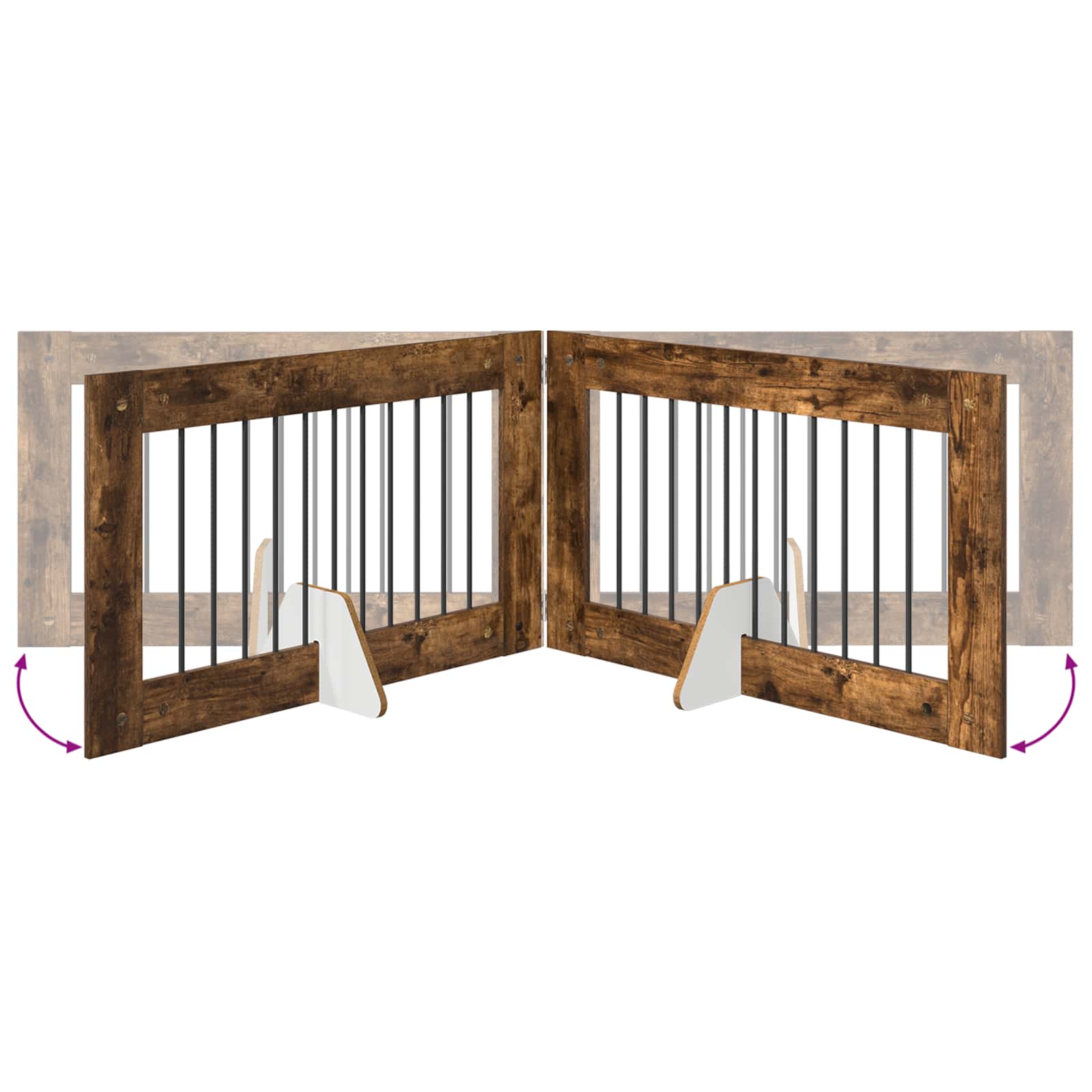 vidaXL Bramka dla psów z podpórkami 2 pcs Dąb wędzony 100 x 60 cm