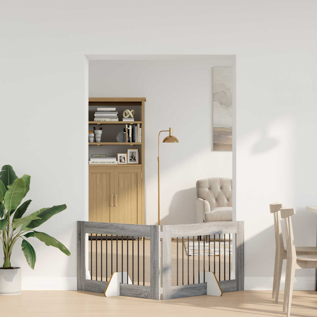 vidaXL Bramka dla psów z podpórkami 2 pcs Szary Sonoma 100 x 60 cm