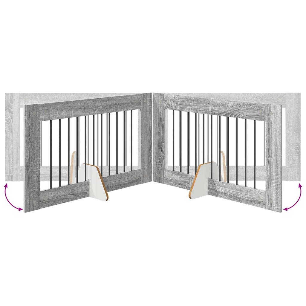 vidaXL Bramka dla psów z podpórkami 2 pcs Szary Sonoma 100 x 60 cm