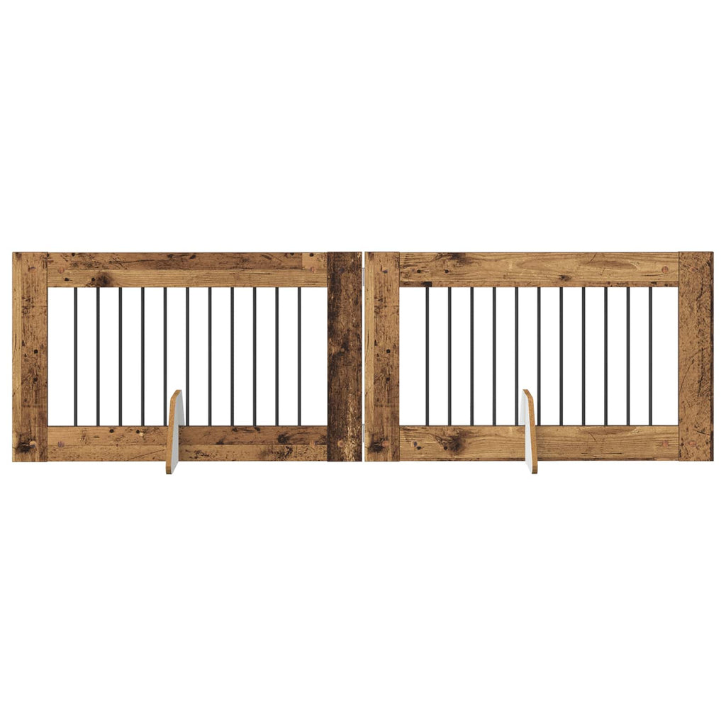 vidaXL Bramka dla psów z podpórkami 2 pcs Stare drewno 100 x 60 cm