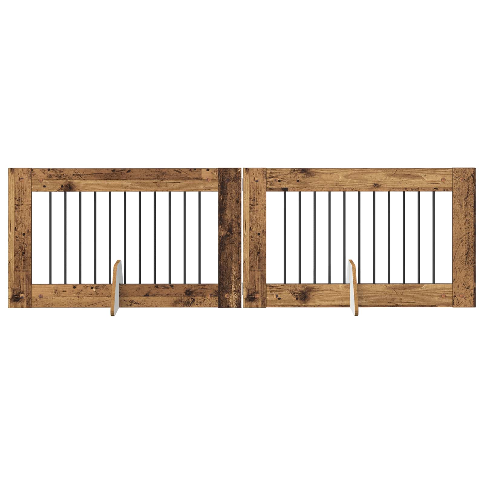 vidaXL Bramka dla psów z podpórkami 2 pcs Stare drewno 100 x 60 cm