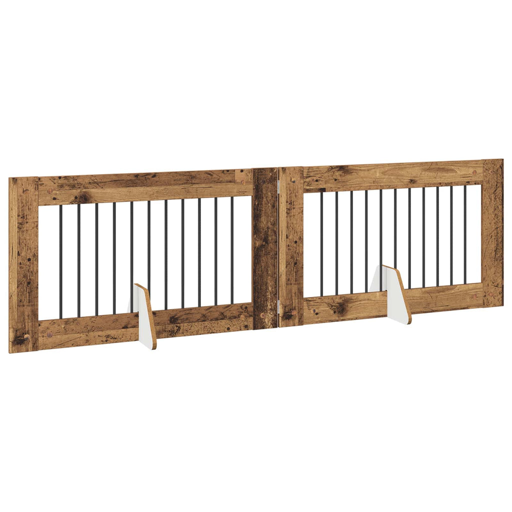 vidaXL Bramka dla psów z podpórkami 2 pcs Stare drewno 100 x 60 cm