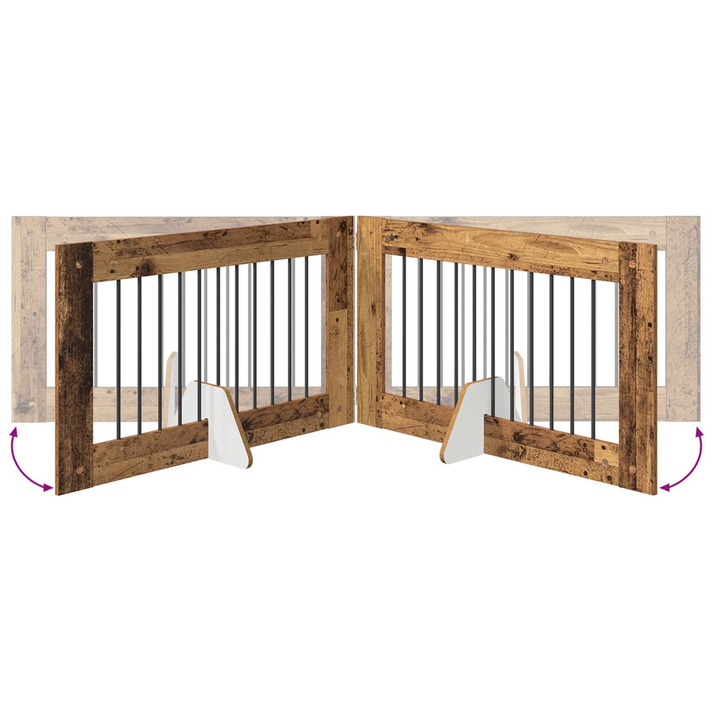 vidaXL Bramka dla psów z podpórkami 2 pcs Stare drewno 100 x 60 cm