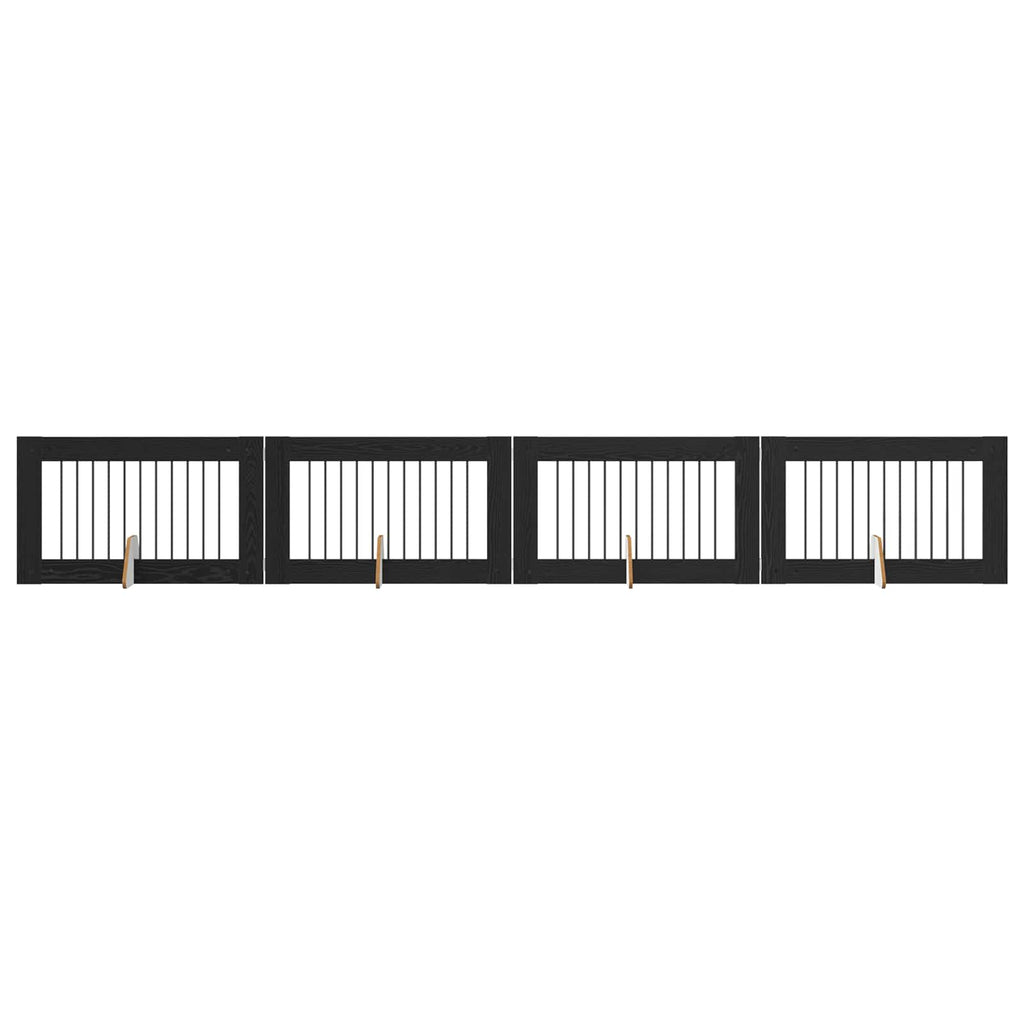 vidaXL Bramka dla psów z podpórkami 4 pcs Czarny dąb 100 x 60 cm