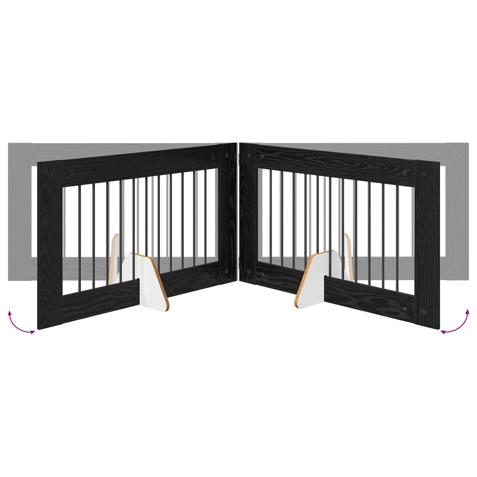 vidaXL Bramka dla psów z podpórkami 4 pcs Czarny dąb 100 x 60 cm