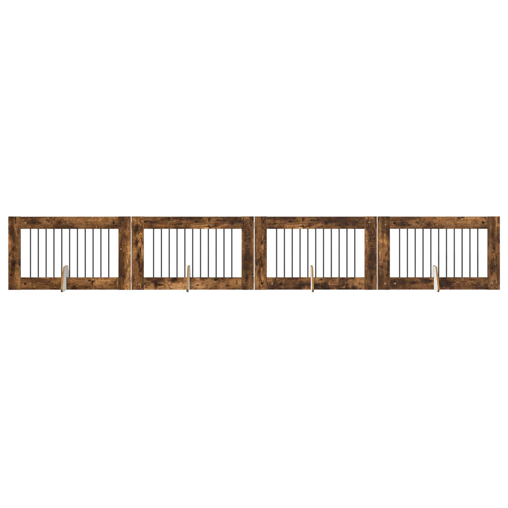 vidaXL Bramka dla psów z podpórkami 4 pcs Dąb wędzony 100 x 60 cm