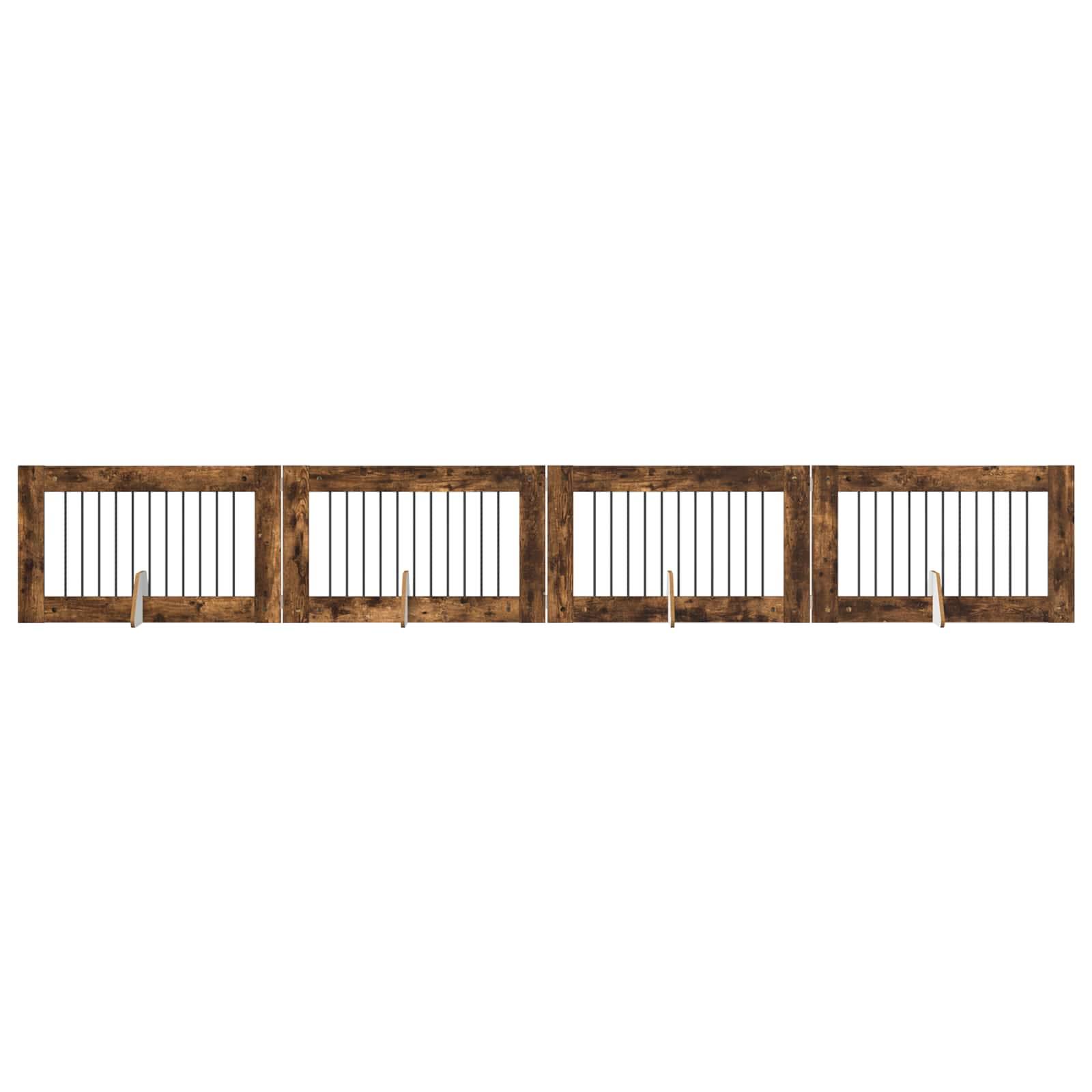 vidaXL Bramka dla psów z podpórkami 4 pcs Dąb wędzony 100 x 60 cm