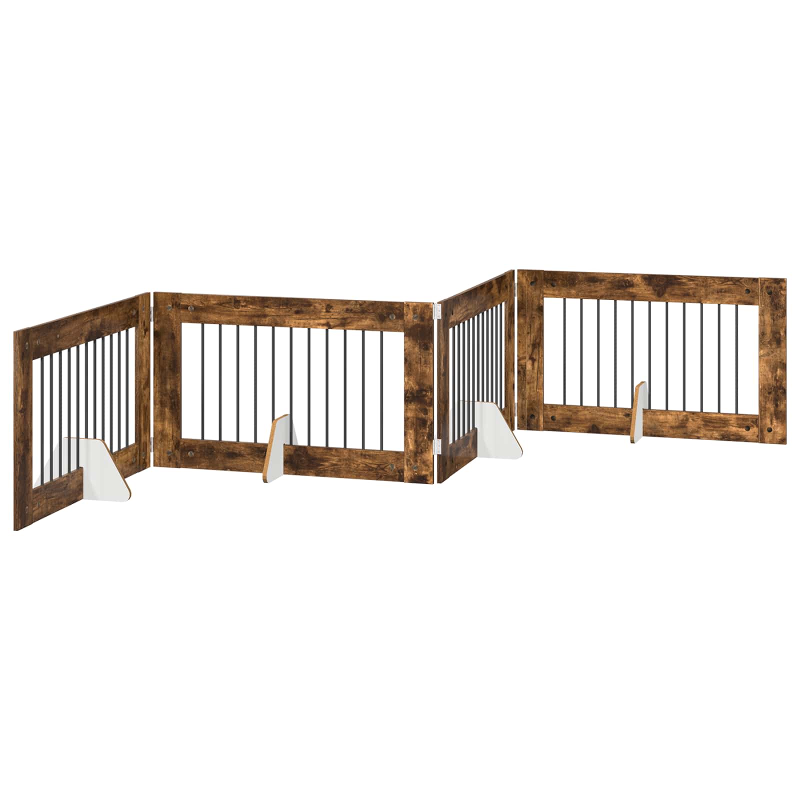 vidaXL Bramka dla psów z podpórkami 4 pcs Dąb wędzony 100 x 60 cm