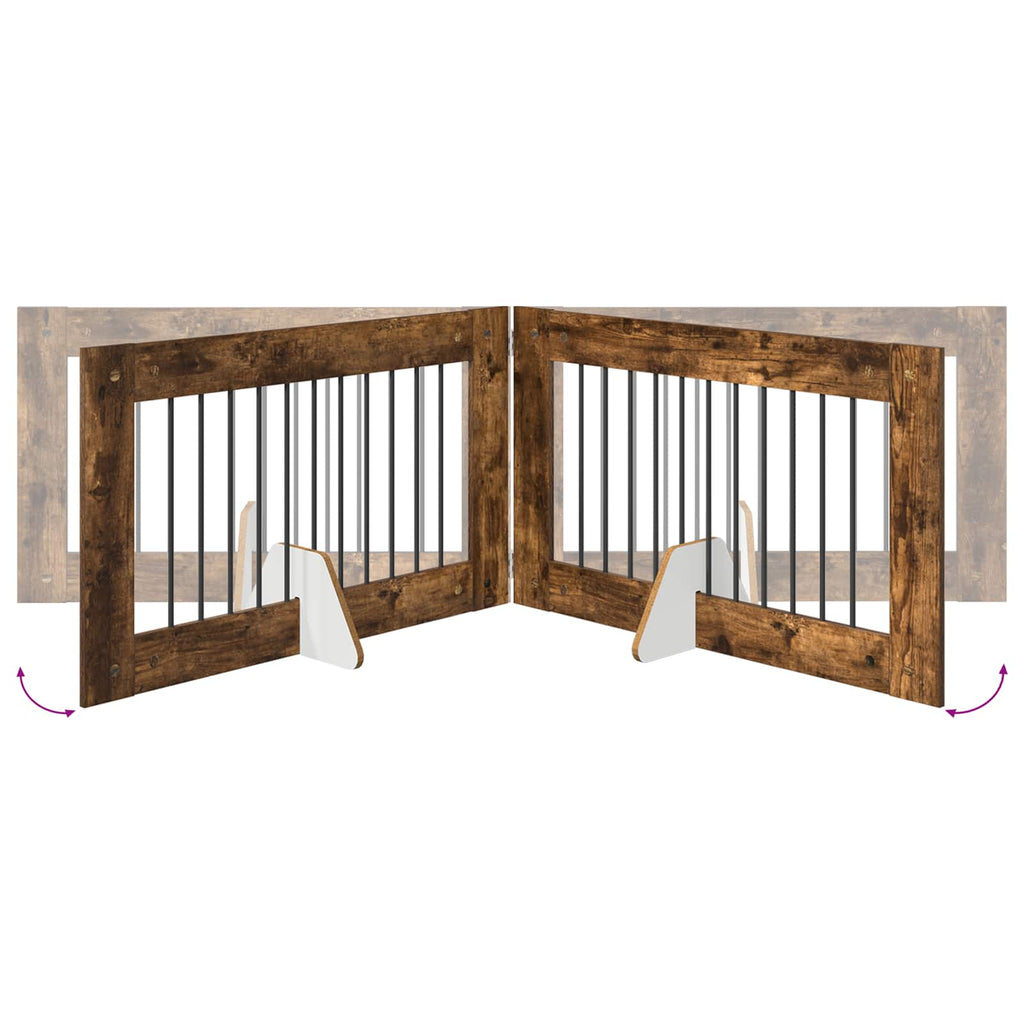 vidaXL Bramka dla psów z podpórkami 4 pcs Dąb wędzony 100 x 60 cm