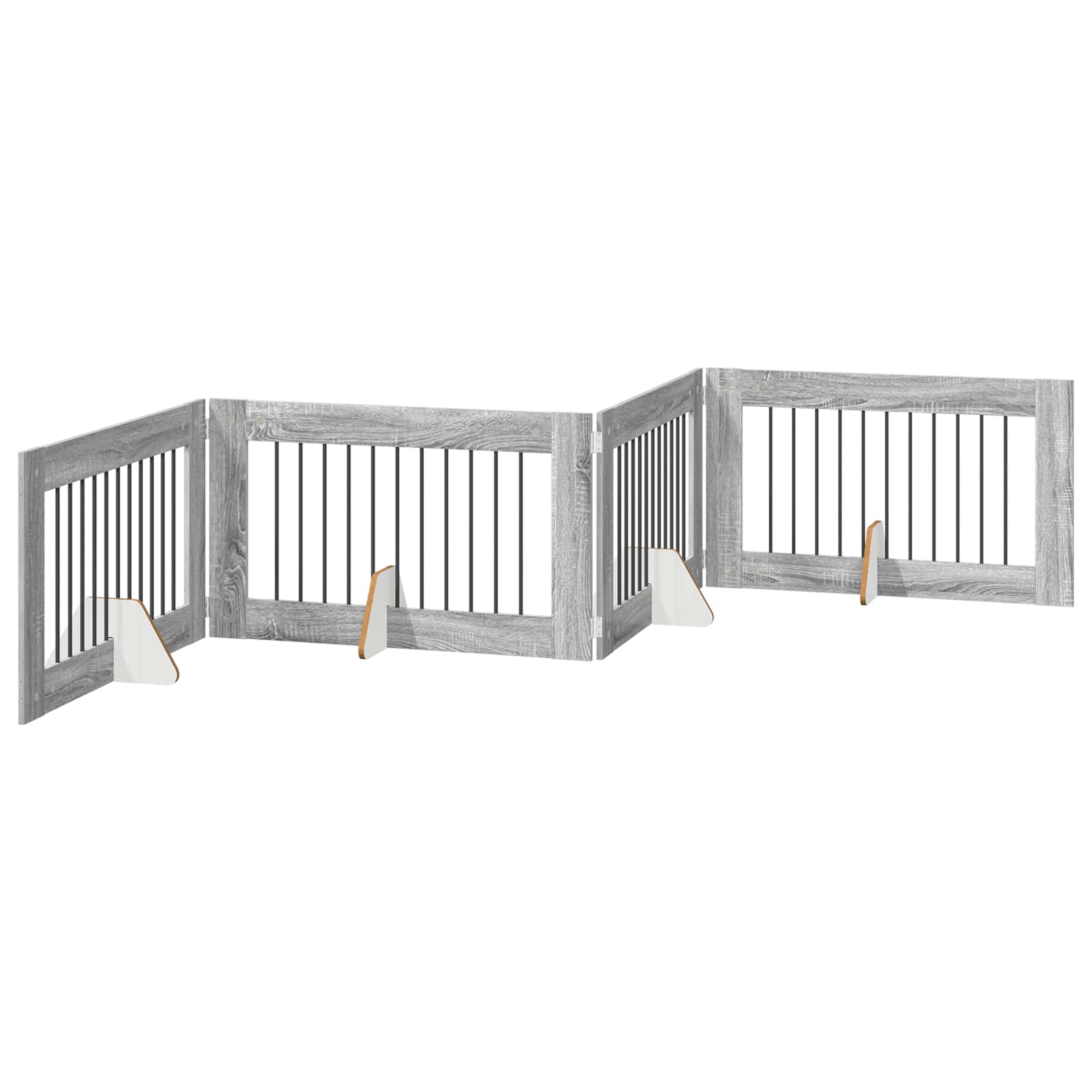 vidaXL Bramka dla psów z podpórkami 4 pcs Szary Sonoma 100 x 60 cm