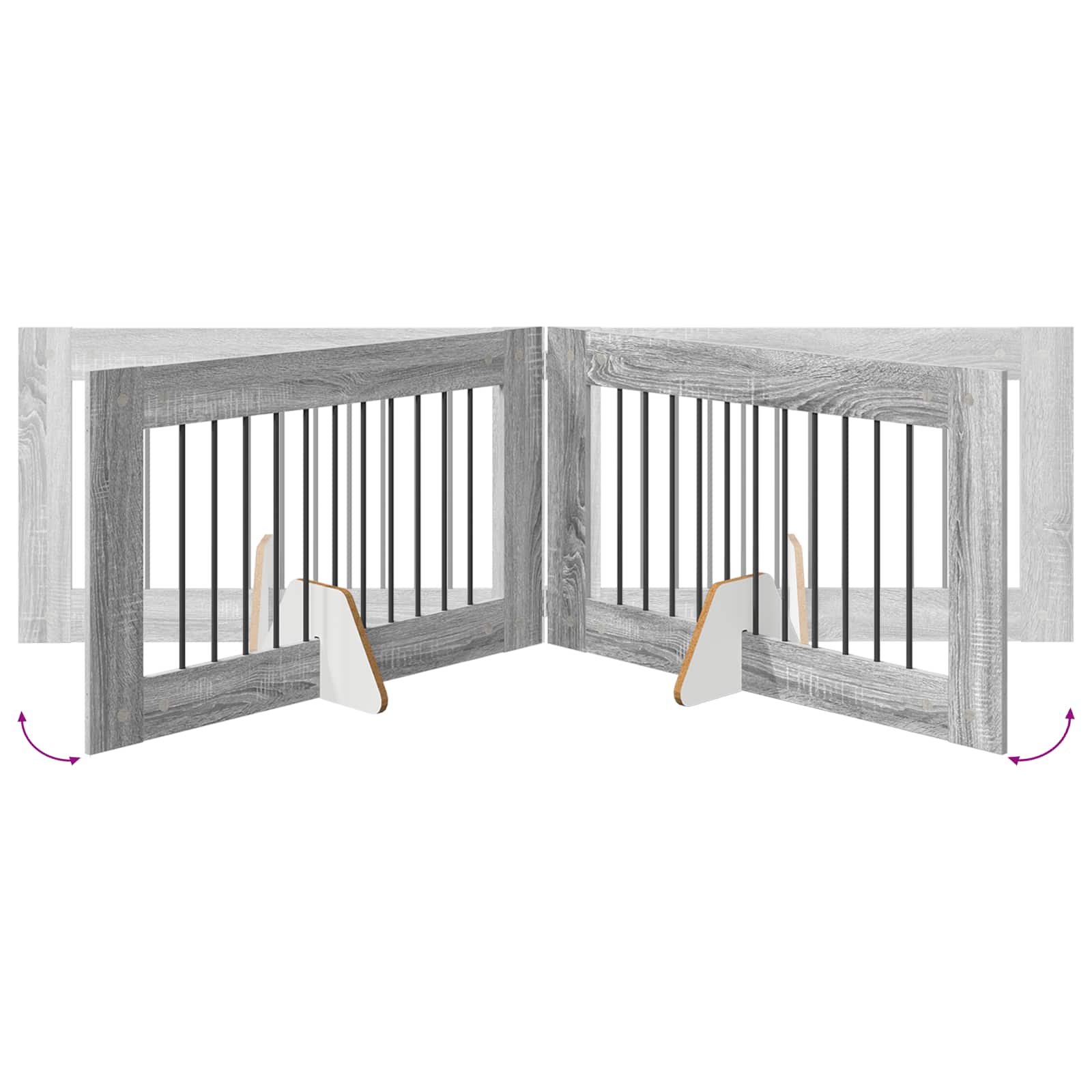 vidaXL Bramka dla psów z podpórkami 4 pcs Szary Sonoma 100 x 60 cm