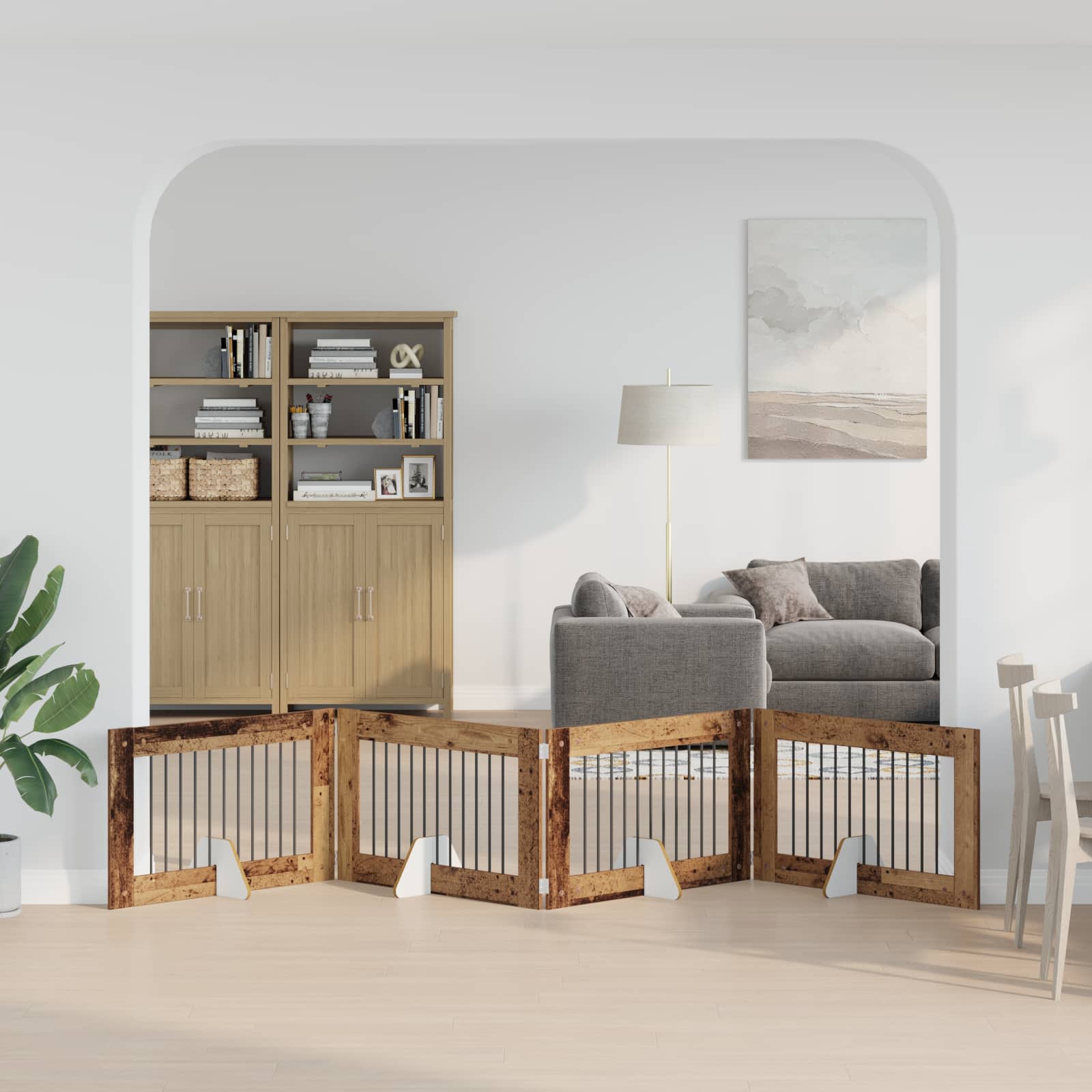 vidaXL Bramka dla psów z podpórkami 4 pcs Stare drewno 100 x 60 cm