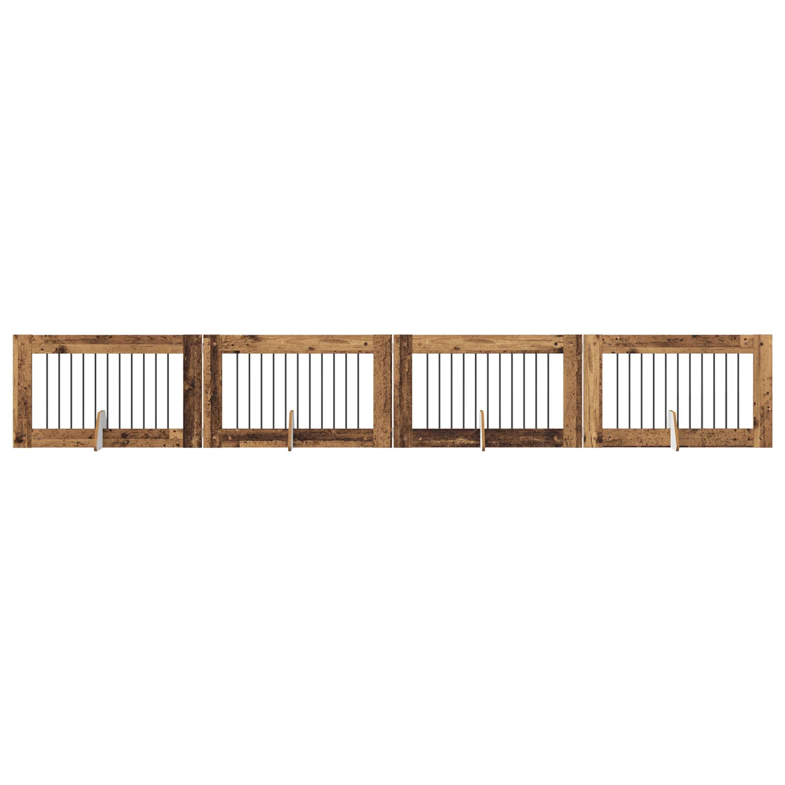 vidaXL Bramka dla psów z podpórkami 4 pcs Stare drewno 100 x 60 cm