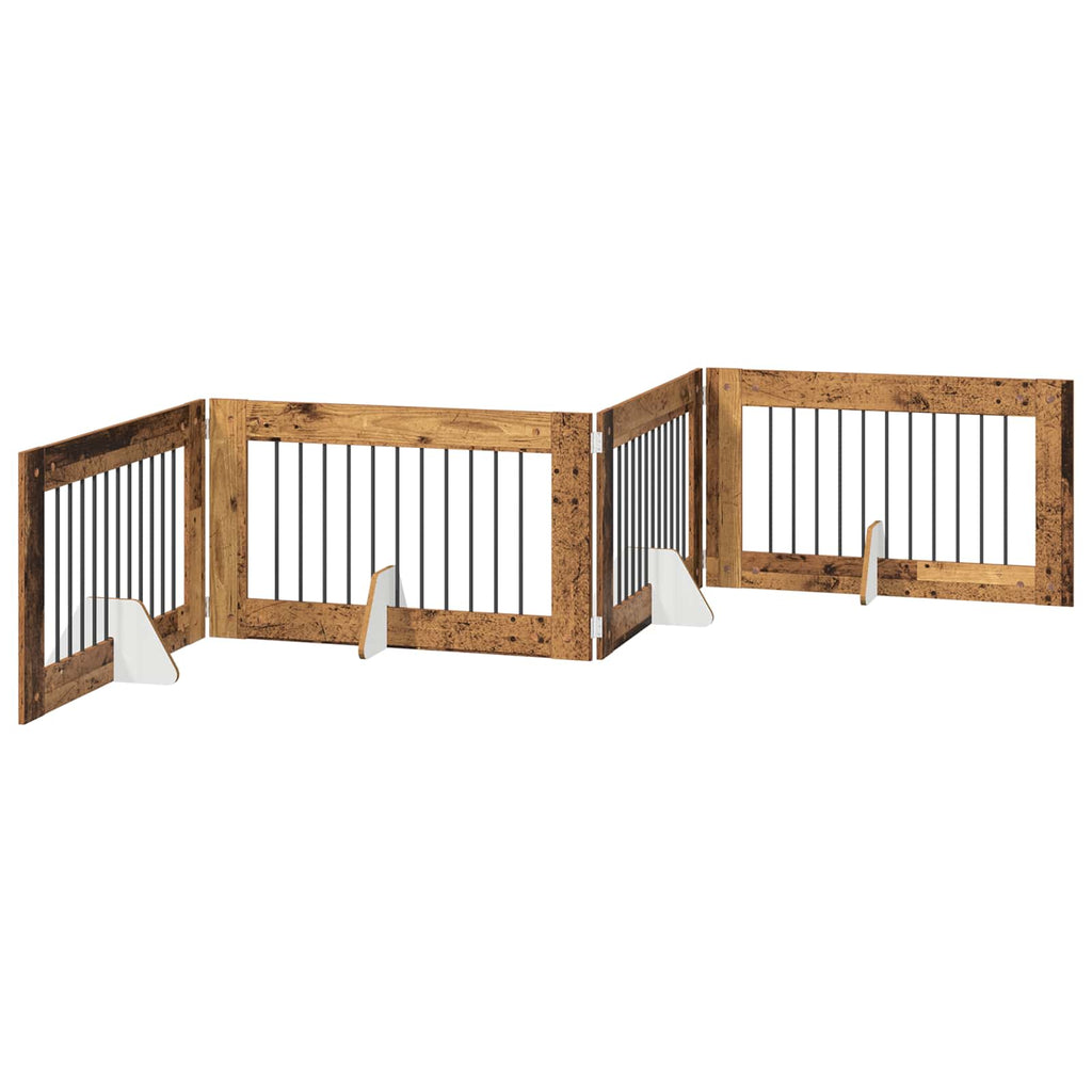 vidaXL Bramka dla psów z podpórkami 4 pcs Stare drewno 100 x 60 cm