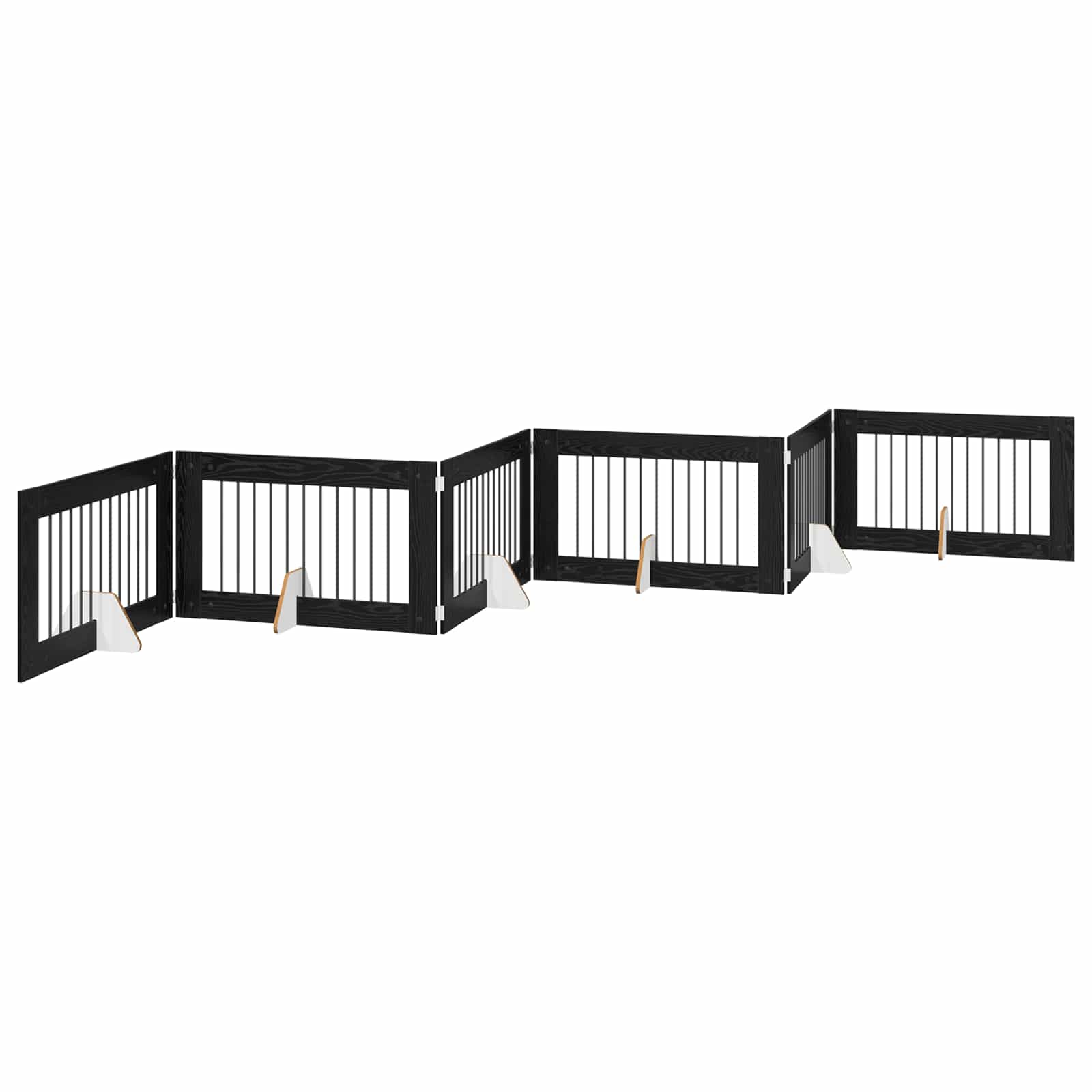 vidaXL Bramka dla psów z podpórkami 6 pcs Czarny dąb 100 x 60 cm