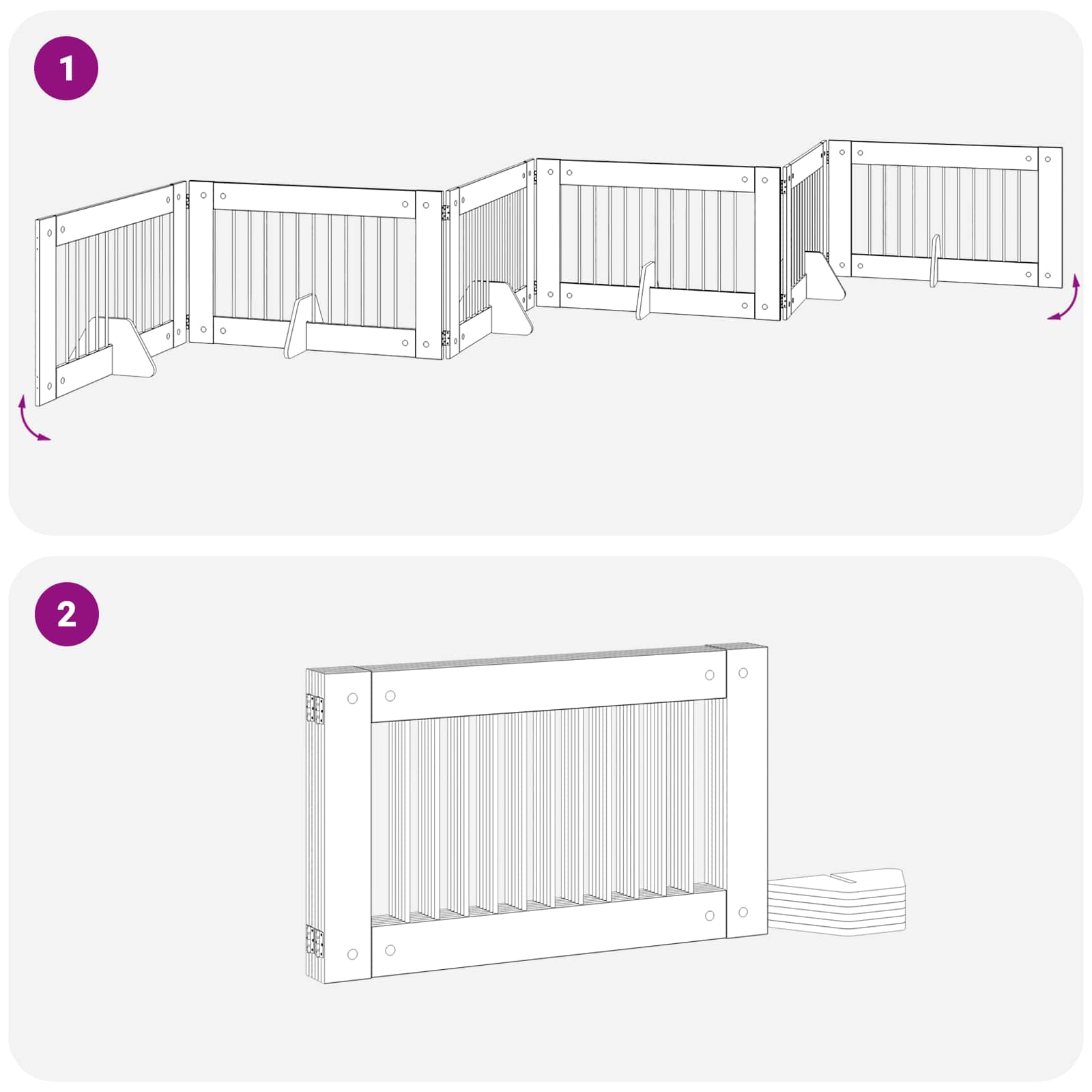 vidaXL Bramka dla psów z podpórkami 6 pcs Czarny dąb 100 x 60 cm