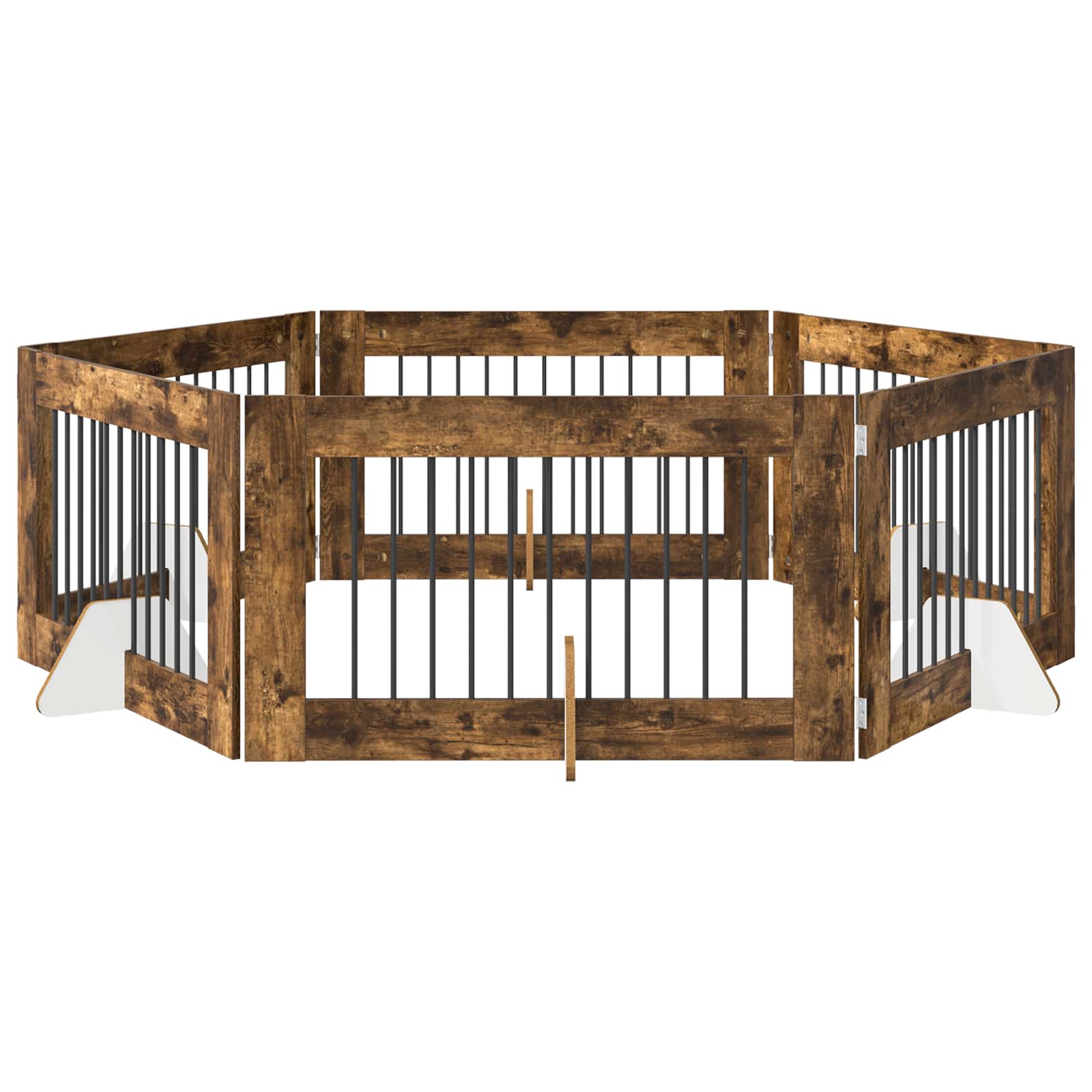 vidaXL Bramka dla psów z podpórkami 6 pcs Dąb wędzony 100 x 60 cm