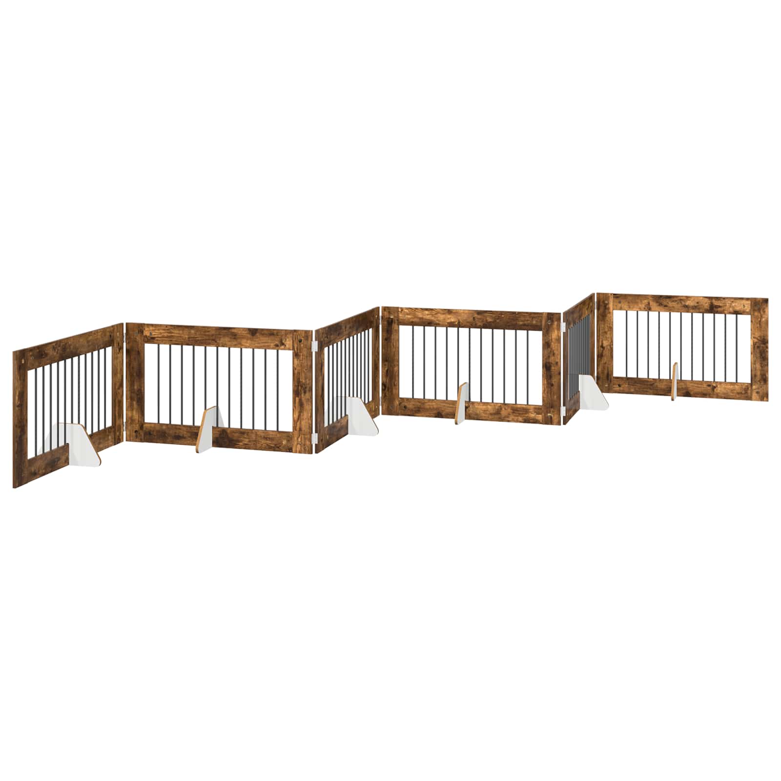 vidaXL Bramka dla psów z podpórkami 6 pcs Dąb wędzony 100 x 60 cm