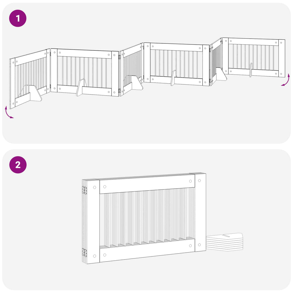 vidaXL Bramka dla psów z podpórkami 6 pcs Dąb wędzony 100 x 60 cm