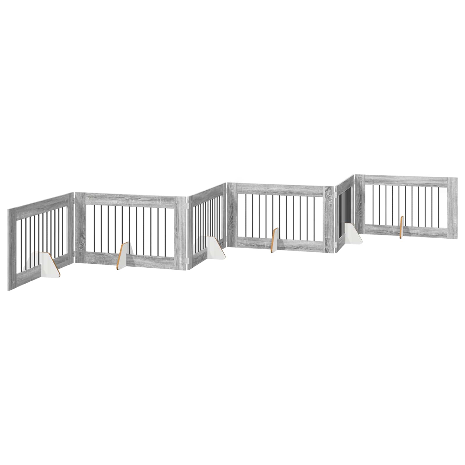 vidaXL Bramka dla psów z podpórkami 6 pcs Szary Sonoma 100 x 60 cm