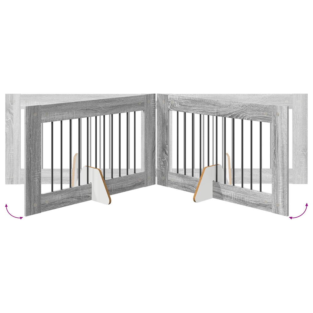 vidaXL Bramka dla psów z podpórkami 6 pcs Szary Sonoma 100 x 60 cm