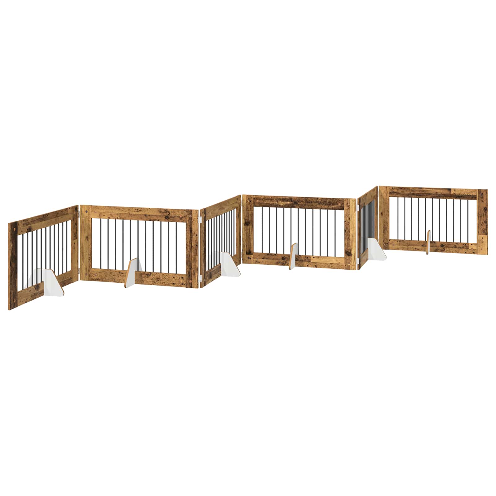 vidaXL Bramka dla psów z podpórkami 6 pcs Stare drewno 100 x 60 cm