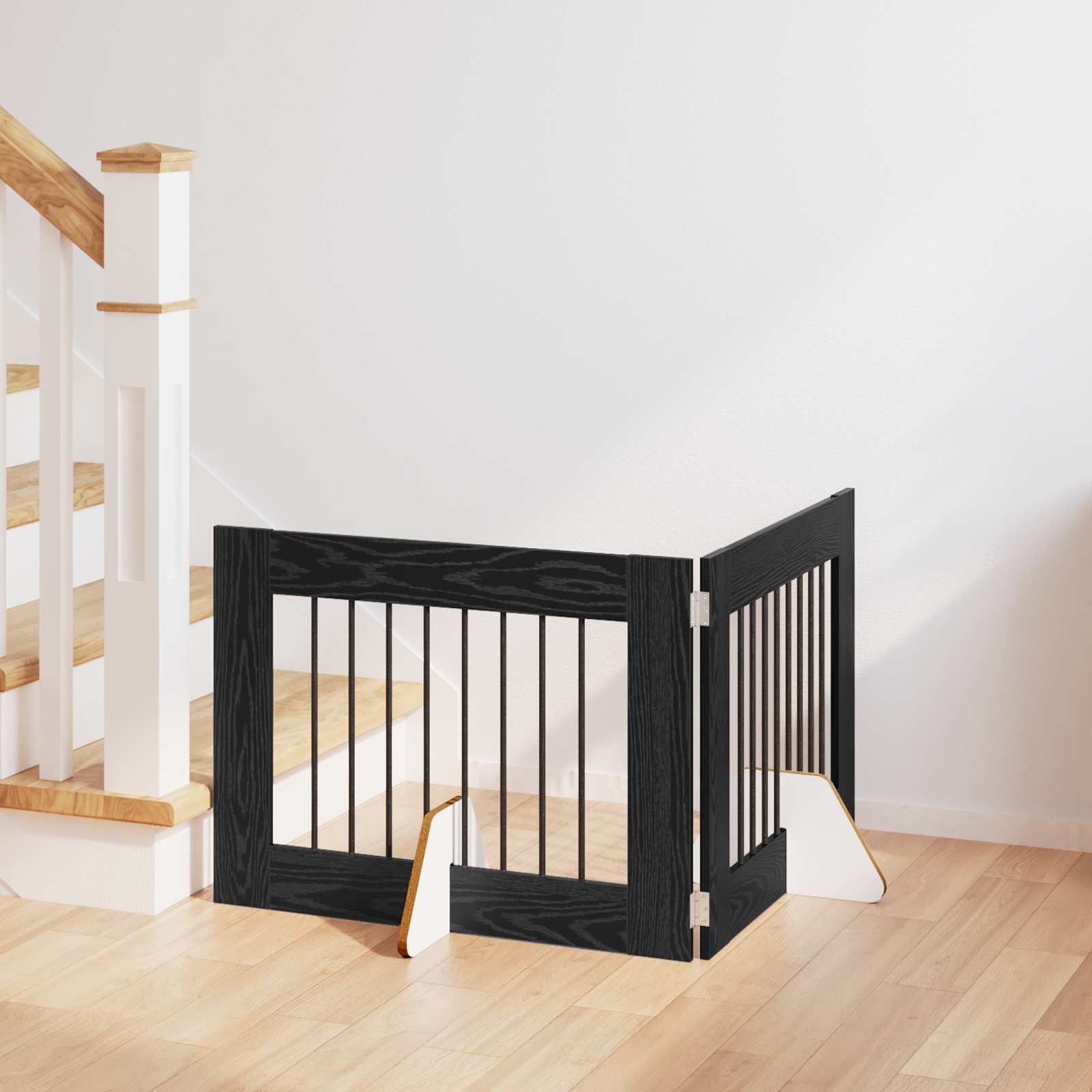 vidaXL Bramka dla psów z podpórkami 2 pcs Czarny dąb 80 x 60 cm