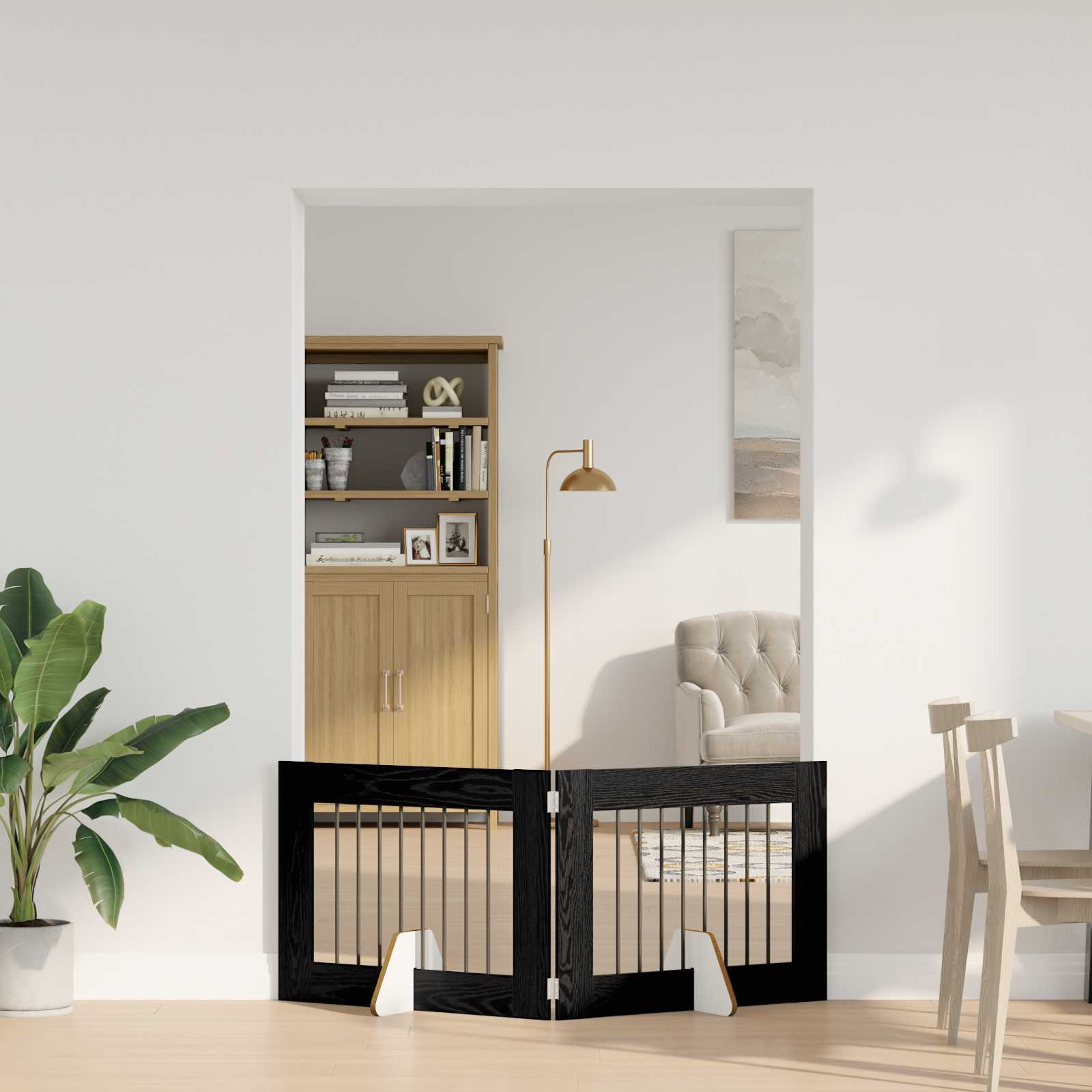 vidaXL Bramka dla psów z podpórkami 2 pcs Czarny dąb 80 x 60 cm