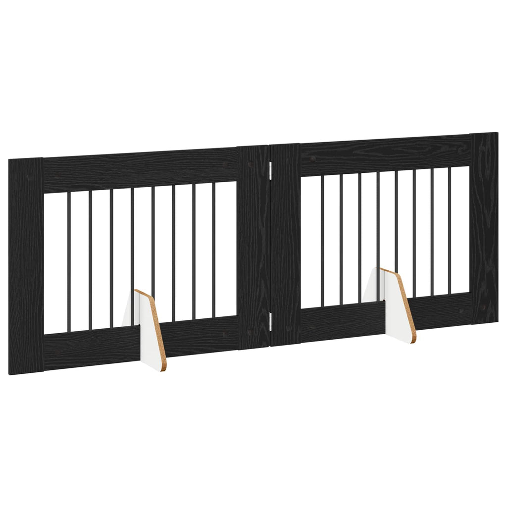 vidaXL Bramka dla psów z podpórkami 2 pcs Czarny dąb 80 x 60 cm