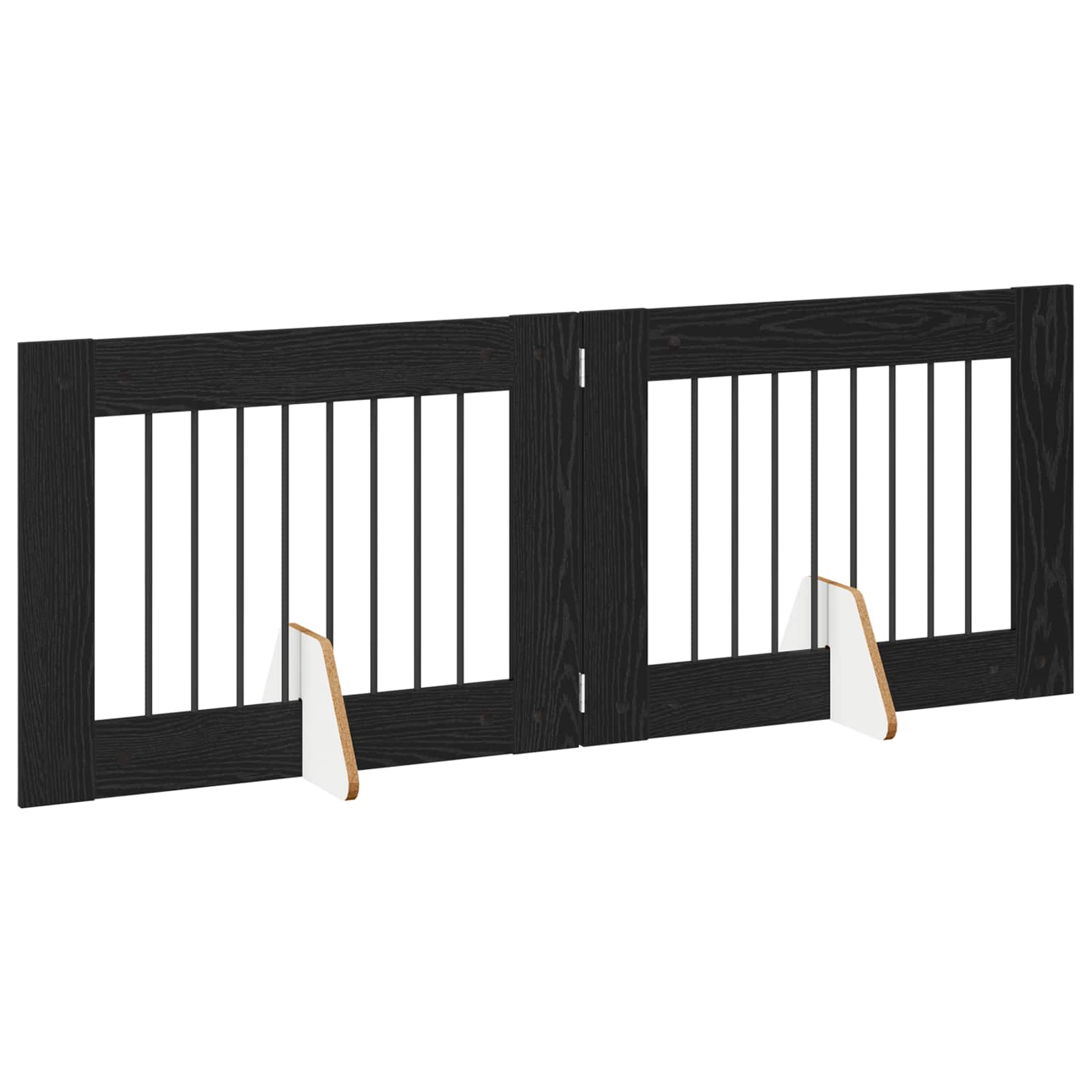 vidaXL Bramka dla psów z podpórkami 2 pcs Czarny dąb 80 x 60 cm